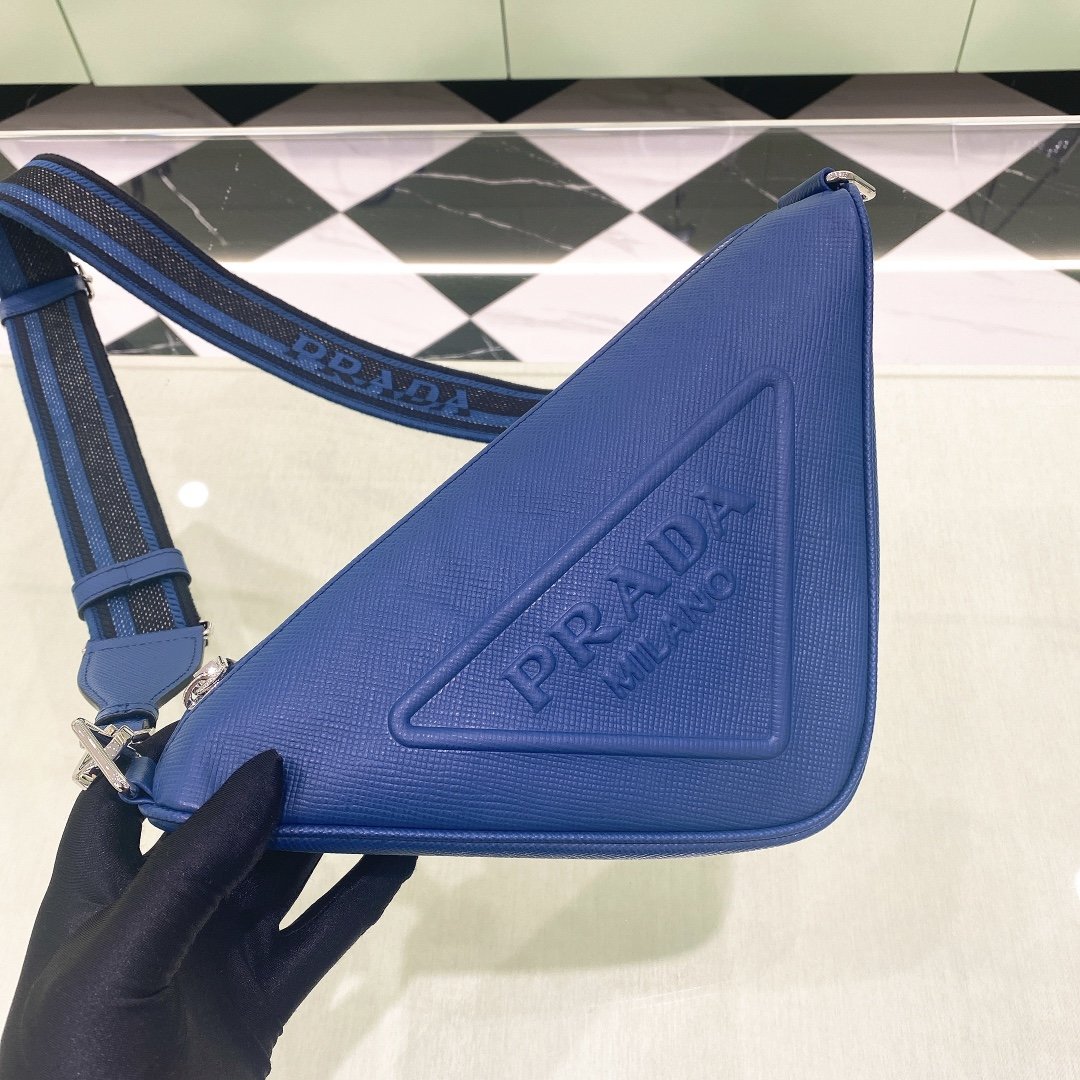 Prada Saffiano Triangle Bag Blue For Women, Women’s Bags 11in/28cm 2VH155_2FAD_F0016_V_OOO