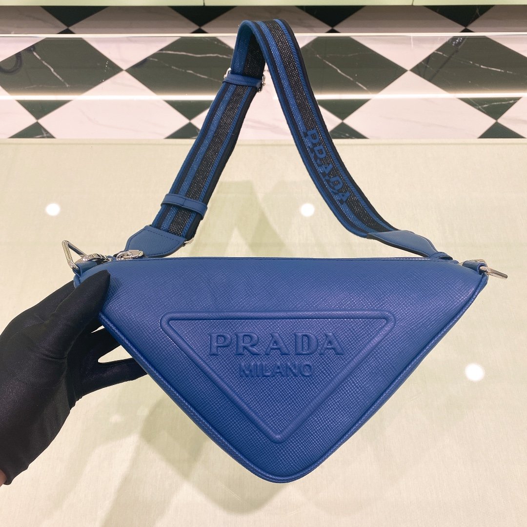Prada Saffiano Triangle Bag Blue For Women, Women’s Bags 11in/28cm 2VH155_2FAD_F0016_V_OOO