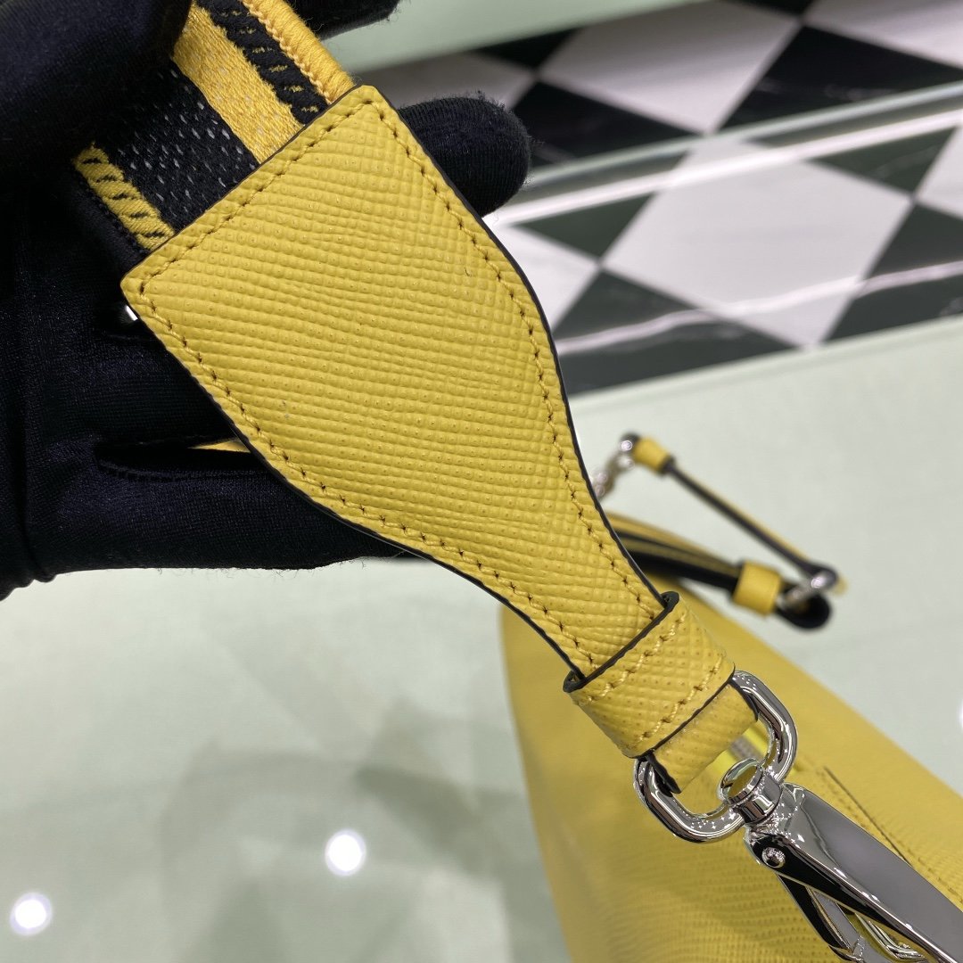 Prada Saffiano Triangle Bag Yellow For Women, Women’s Bags 11in/28cm 2VH155_2FAD_F0377_V_OOO
