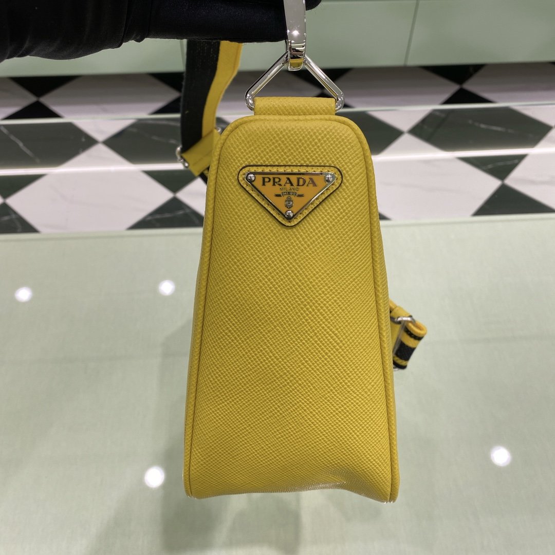 Prada Saffiano Triangle Bag Yellow For Women, Women’s Bags 11in/28cm 2VH155_2FAD_F0377_V_OOO