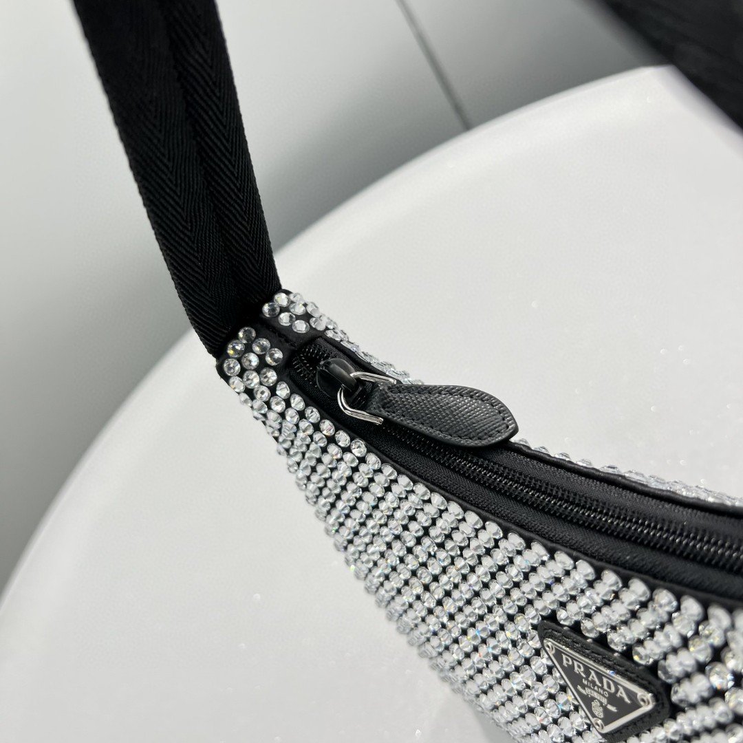 Prada Satin Mini-Bag With Crystals Silver For Women, Women’s Bags 8.6in/22cm 1BC515_2AWL_F0T7O_V_OOO