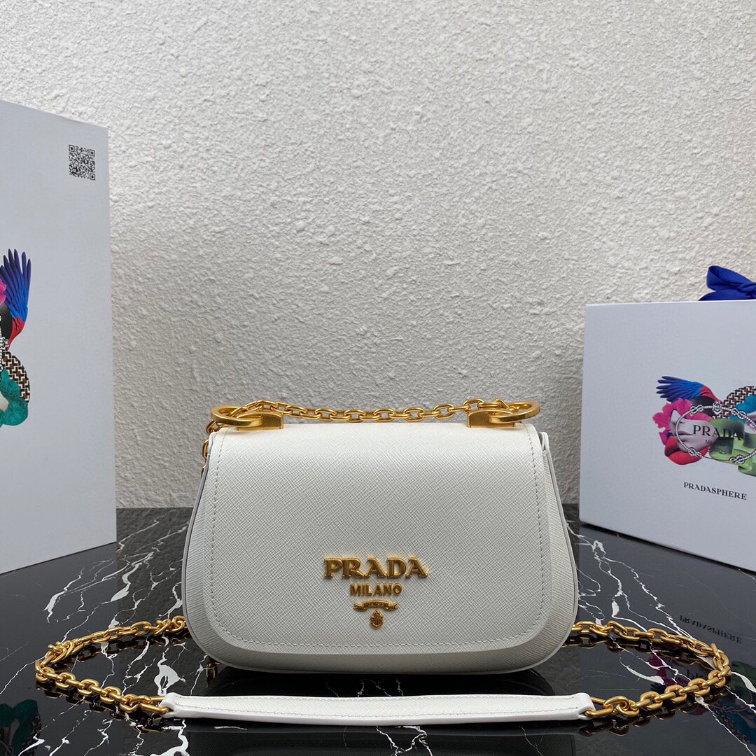 Prada Shoulder Bag White/Black/ Beige For Women 8.6 in / 22 cm