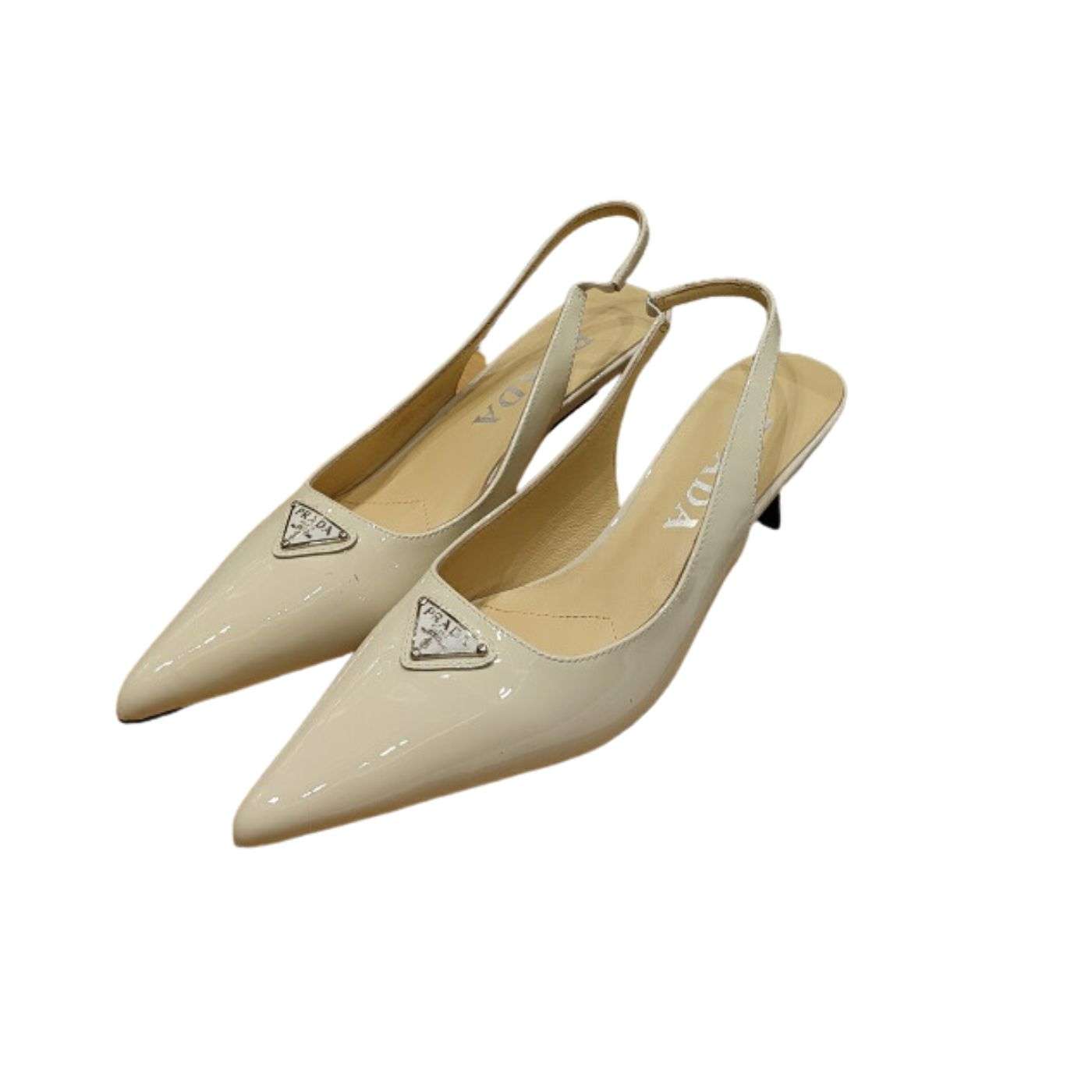 Prada Slingback Spike Pumps Cream For Women