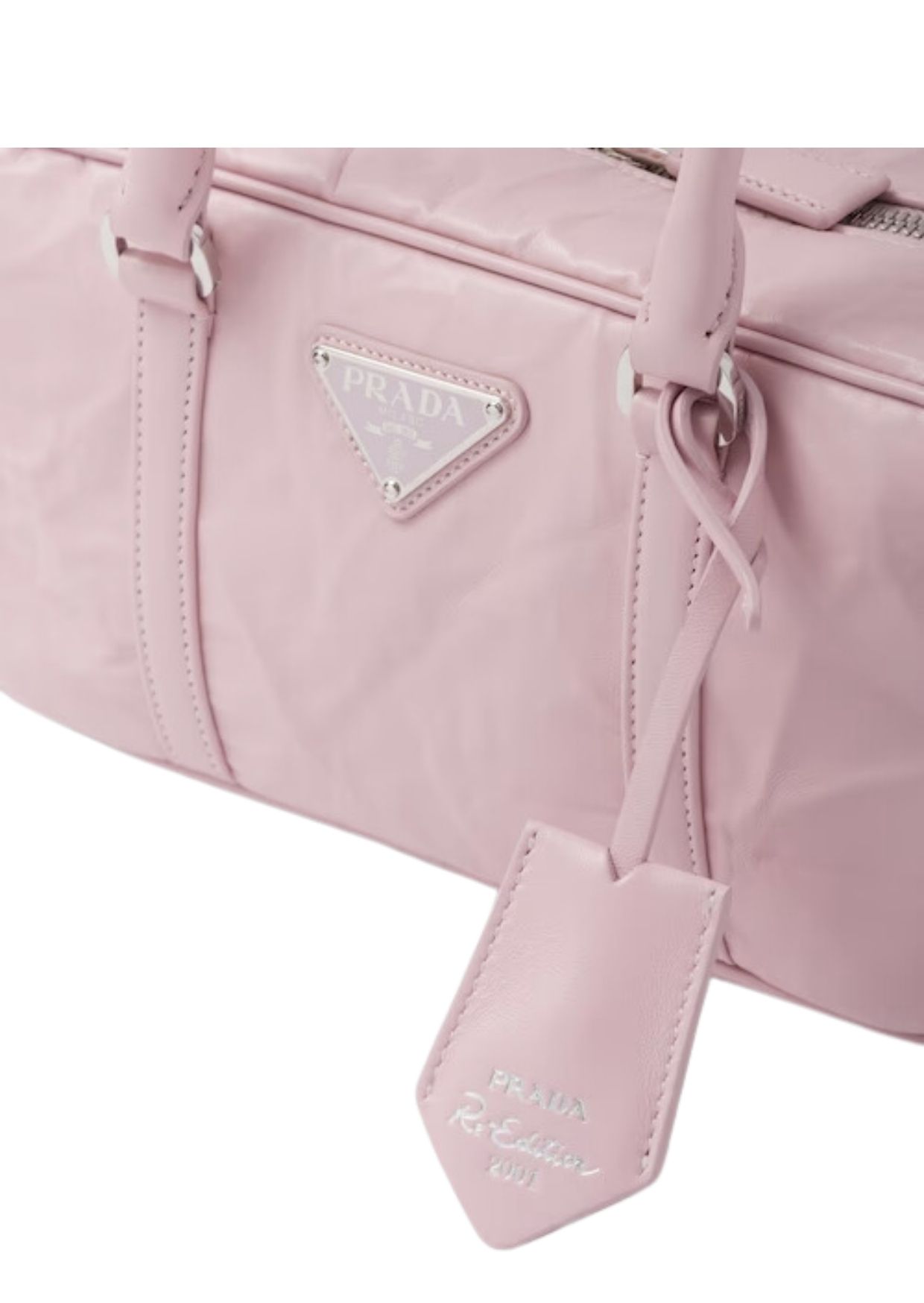Prada Small Antique Nappa Top Handle Bag Pink For Women 1BB098_UVL_F0E18_V_T2O