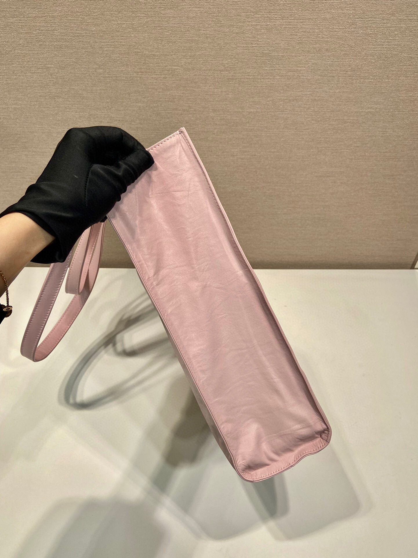 Prada Small Antiqued Nappa Tote Bag In Pink/Black For Women 12.9 in/ 33cm 1BG459_UVL_F0E18_V_OOO