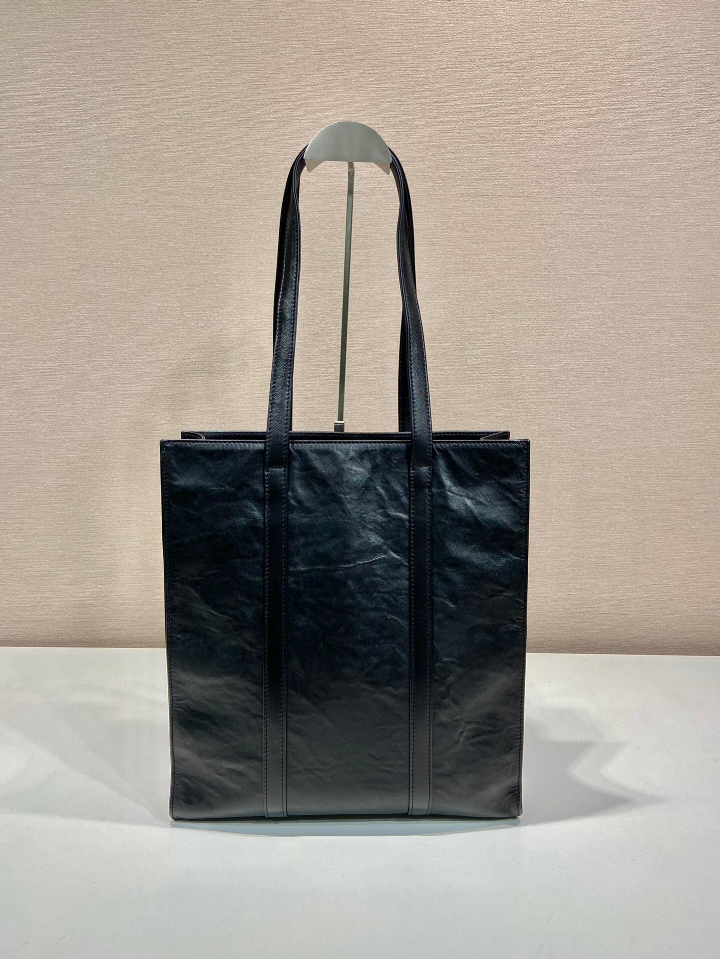 Prada Small Antiqued Nappa Tote Bag In Pink/Black For Women 12.9 in/ 33cm 1BG459_UVL_F0E18_V_OOO