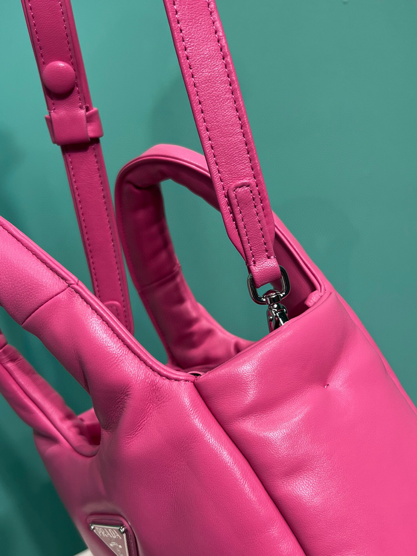 Prada Small Padded Prada Soft Nappa Bag In Pink For Women 7.1 in/ 18 cm