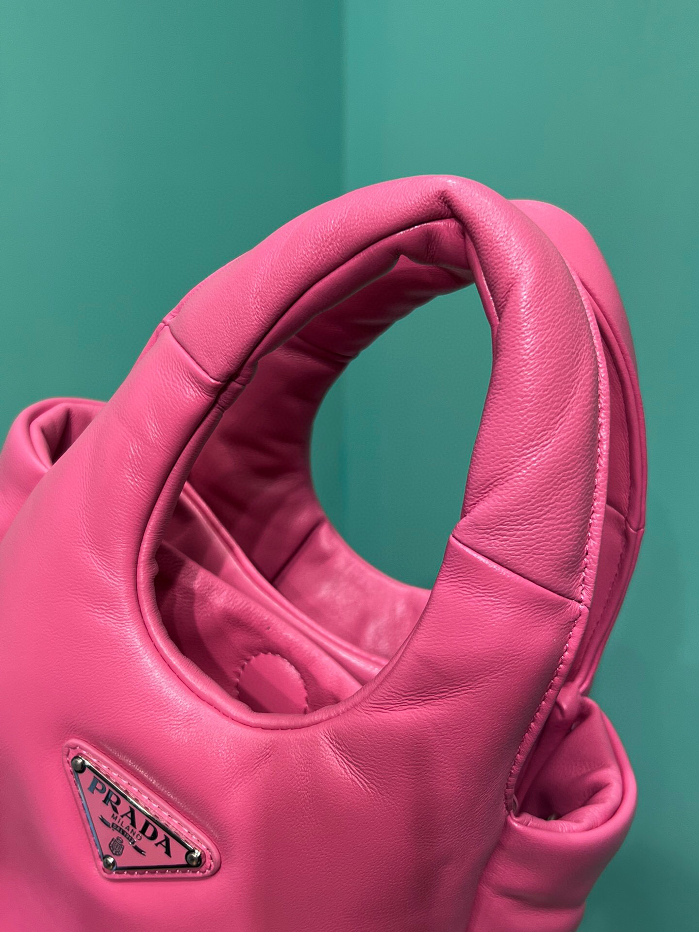 Prada Small Padded Prada Soft Nappa Bag In Pink For Women 7.1 in/ 18 cm
