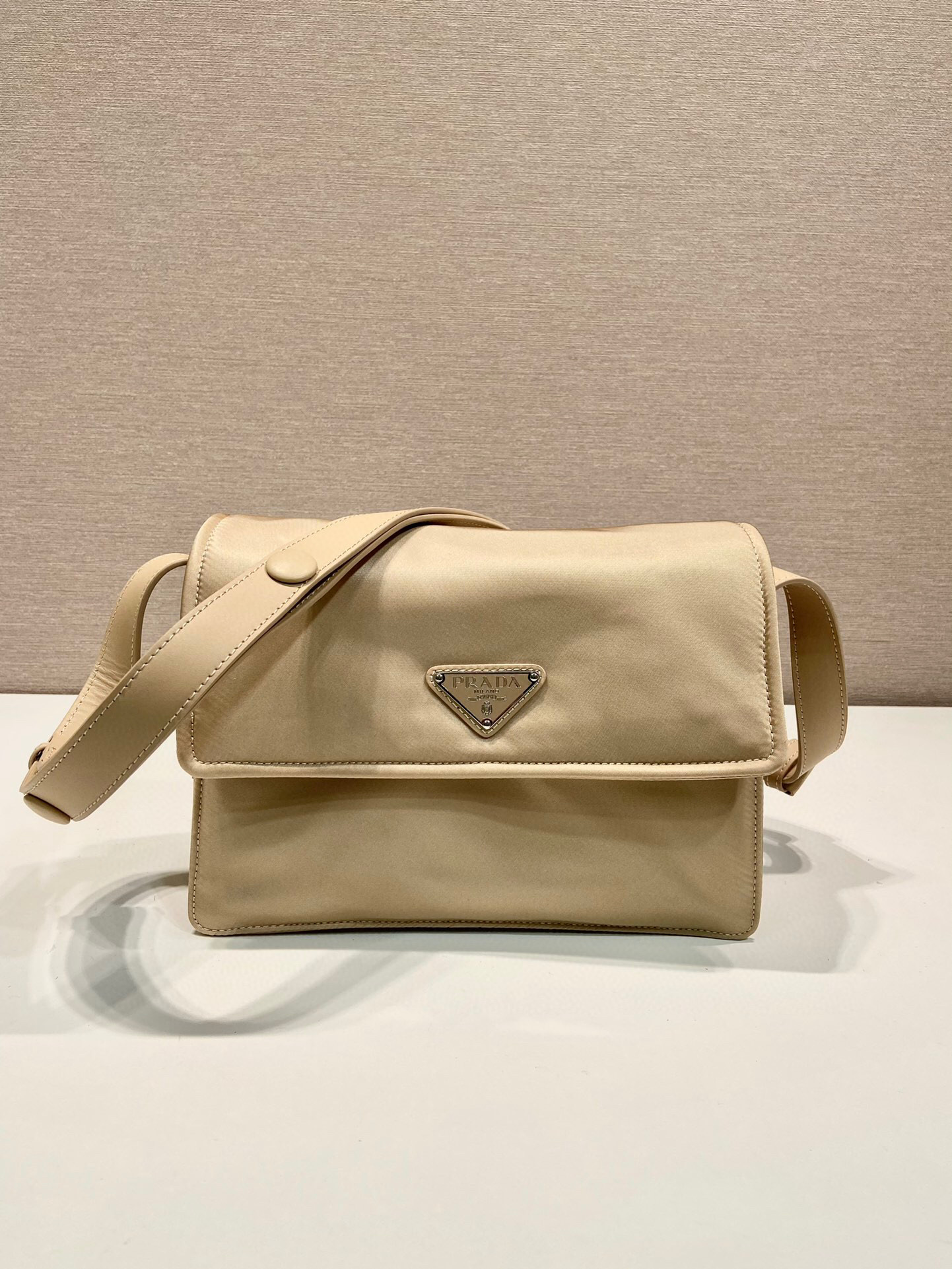 Prada Small Padded Shoulder Bag In Beige/Pink For Women 9.1in/ 23cm 1BD313_RDLN_F0F24_V_OOO