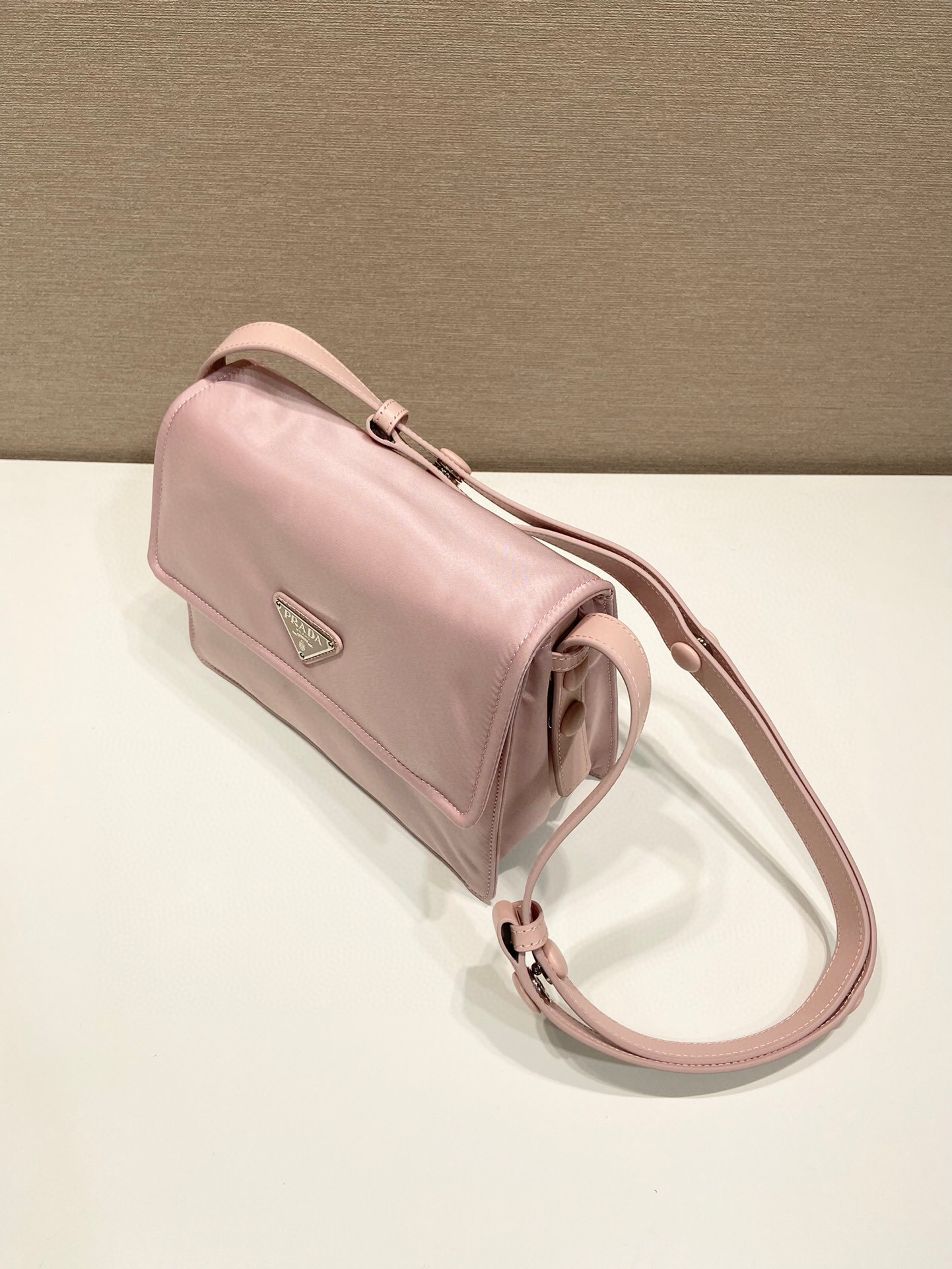 Prada Small Padded Shoulder Bag In Beige/Pink For Women 9.1in/ 23cm 1BD313_RDLN_F0F24_V_OOO