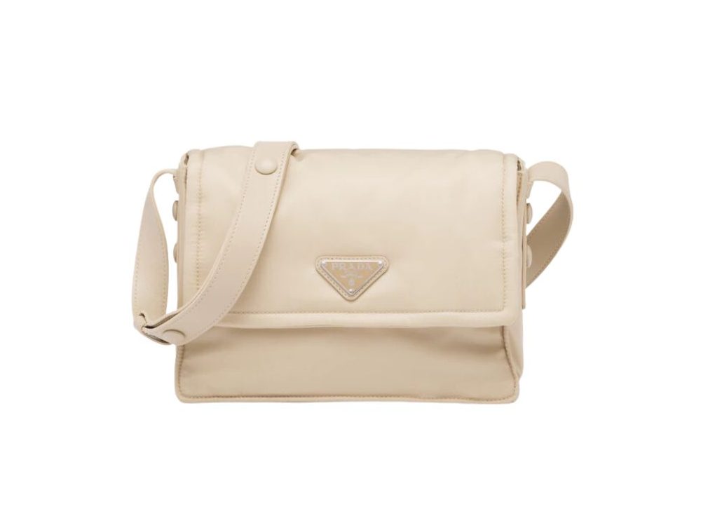 Prada Small Padded Shoulder Bag In Beige/Pink For Women 9.1in/ 23cm 1BD313_RDLN_F0F24_V_OOO