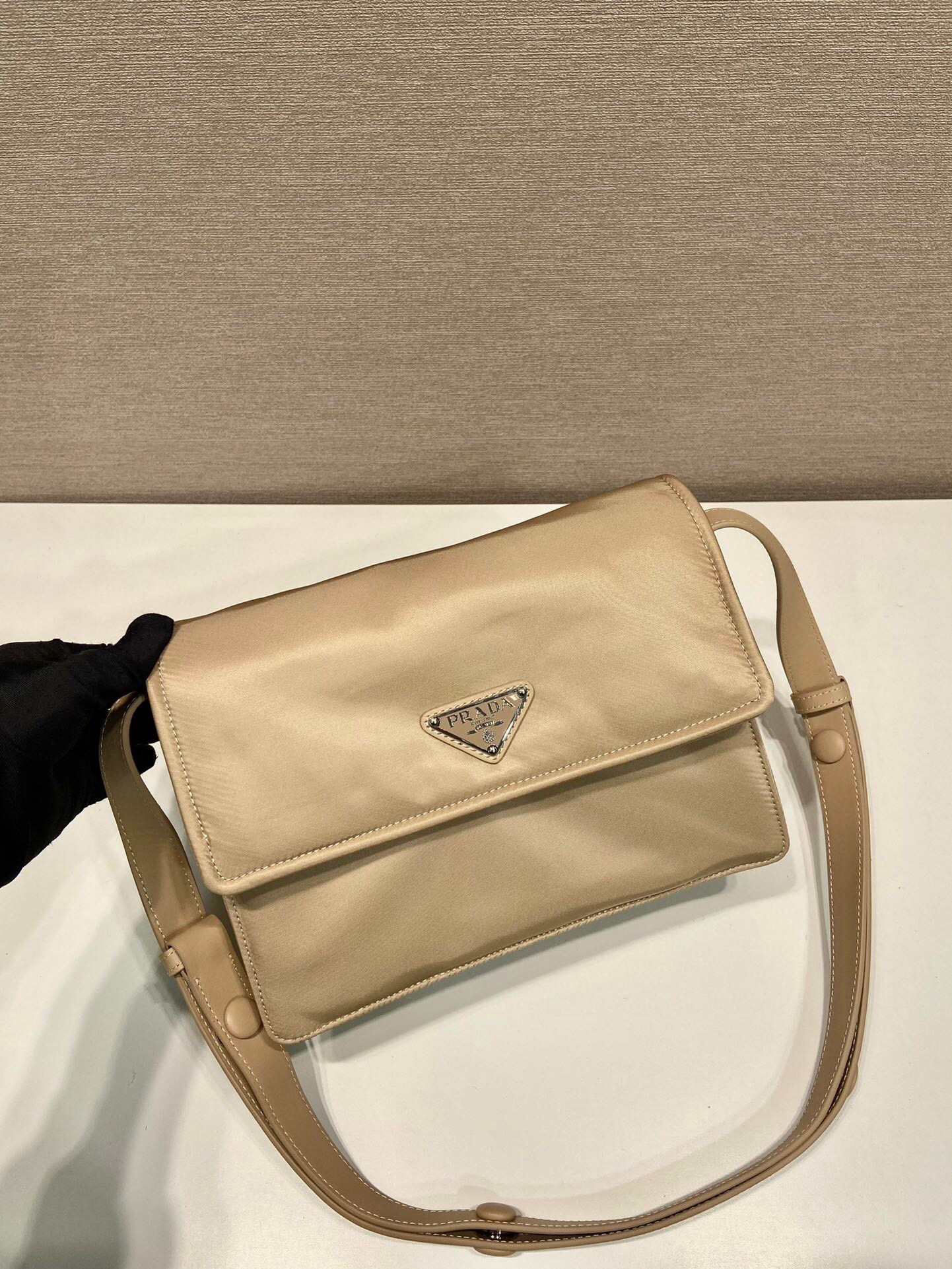 Prada Small Padded Shoulder Bag In Beige/Pink For Women 9.1in/ 23cm 1BD313_RDLN_F0F24_V_OOO
