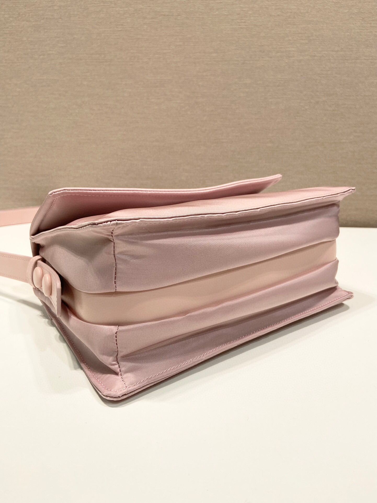Prada Small Padded Shoulder Bag In Beige/Pink For Women 9.1in/ 23cm 1BD313_RDLN_F0F24_V_OOO