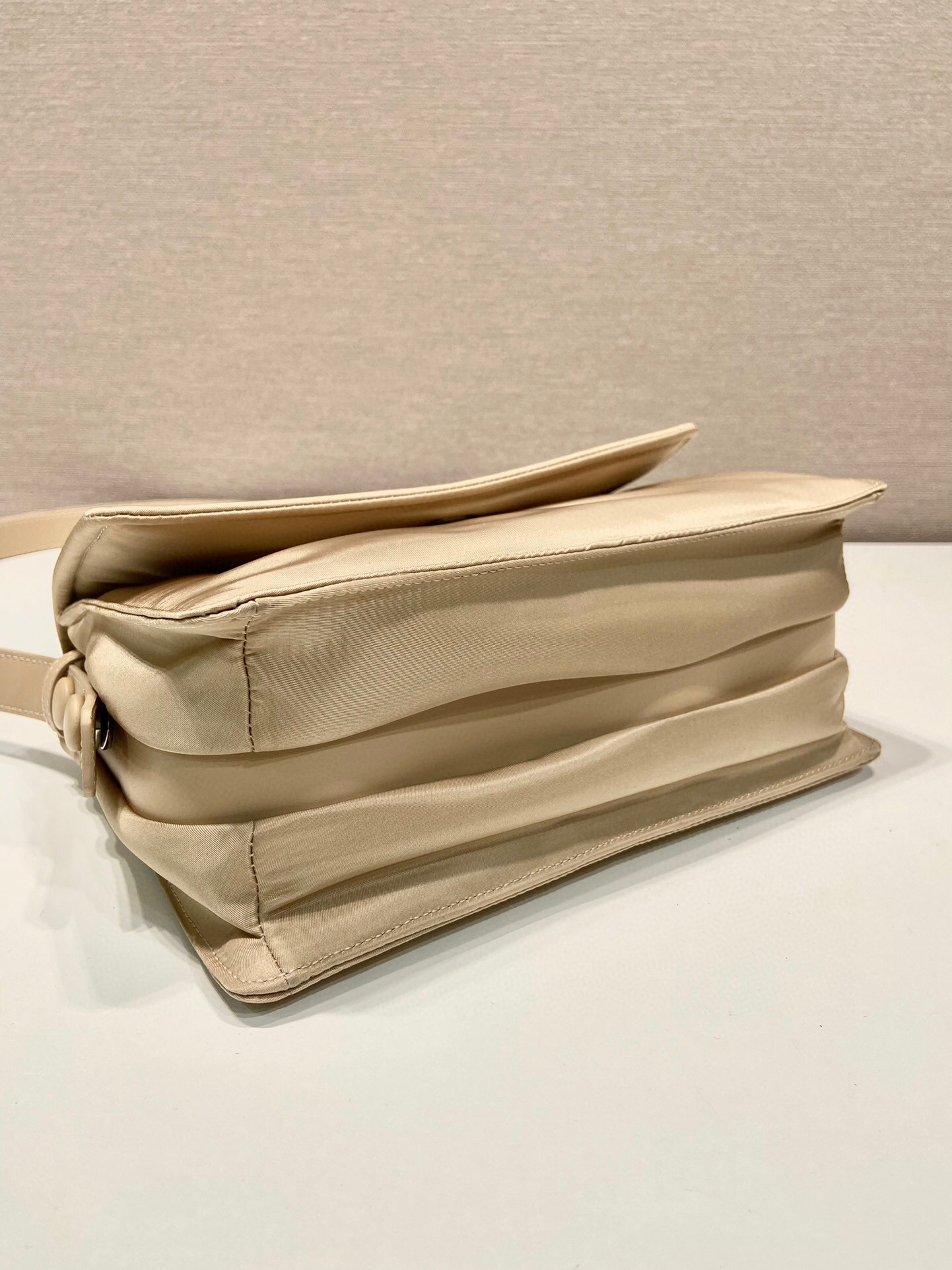 Prada Small Padded Shoulder Bag In Beige/Pink For Women 9.1in/ 23cm 1BD313_RDLN_F0F24_V_OOO