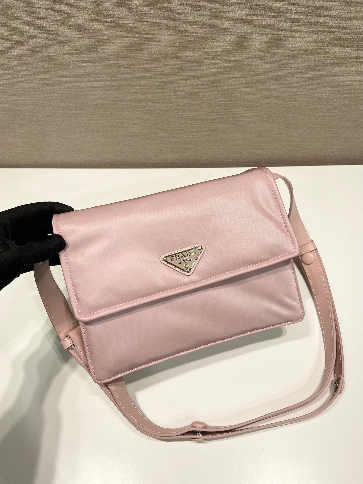 Prada Small Padded Shoulder Bag In Beige/Pink For Women 9.1in/ 23cm 1BD313_RDLN_F0F24_V_OOO