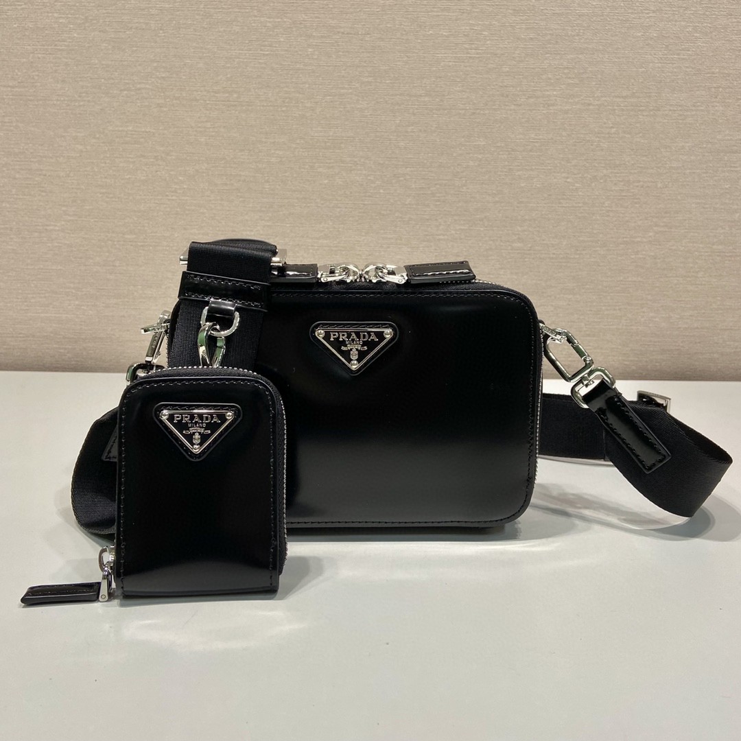 Prada Small Prada Brique Bag Black For Women 7.4 in / 19 cm 2VH070_ZO6_F0002_V_ZMI