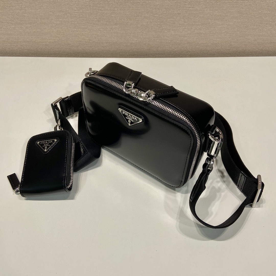 Prada Small Prada Brique Bag Black For Women 7.4 in / 19 cm 2VH070_ZO6_F0002_V_ZMI