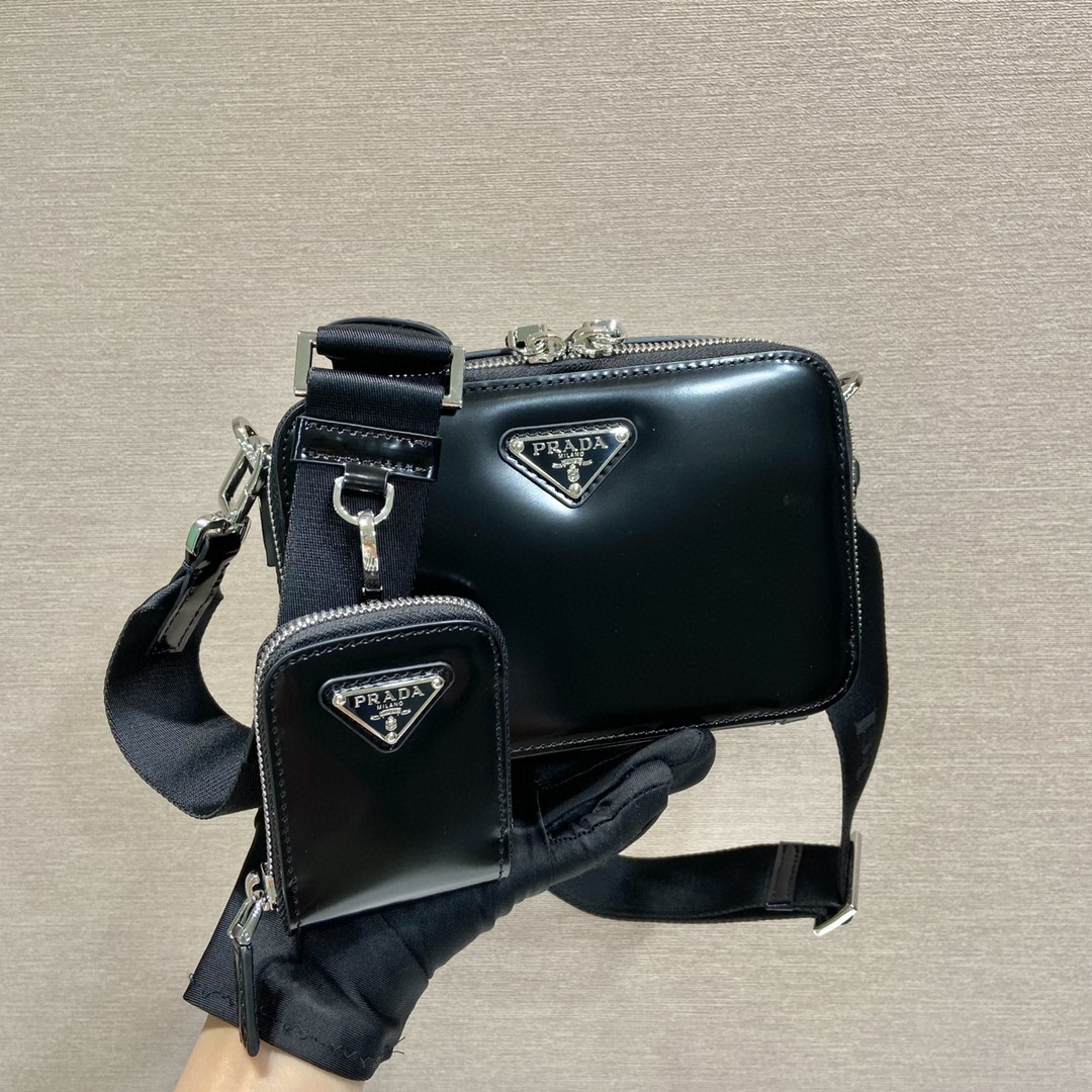 Prada Small Prada Brique Bag Black For Women 7.4 in / 19 cm 2VH070_ZO6_F0002_V_ZMI