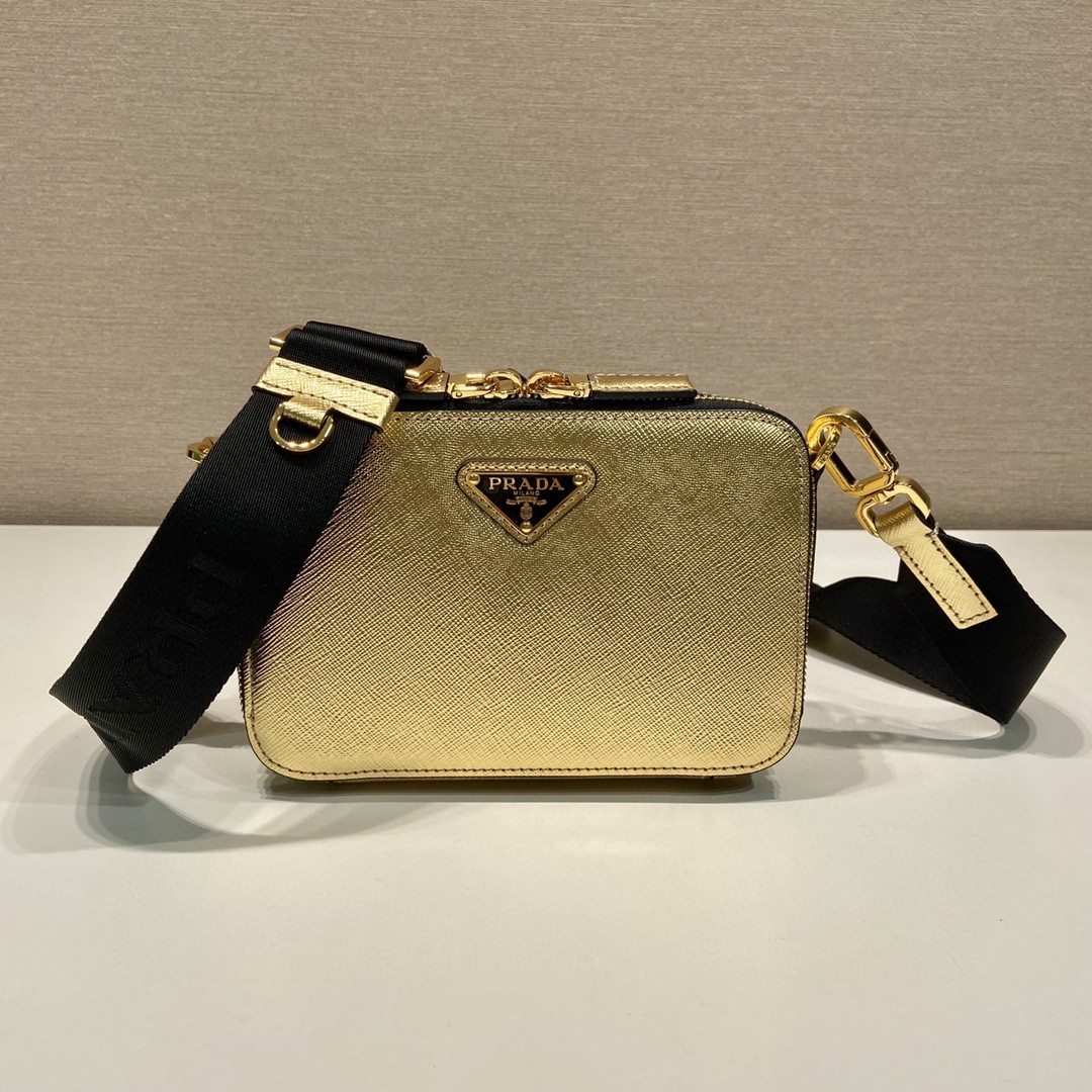 Prada Small Prada Brique Bag Gold Tone For Women 7.4 in / 19 cm