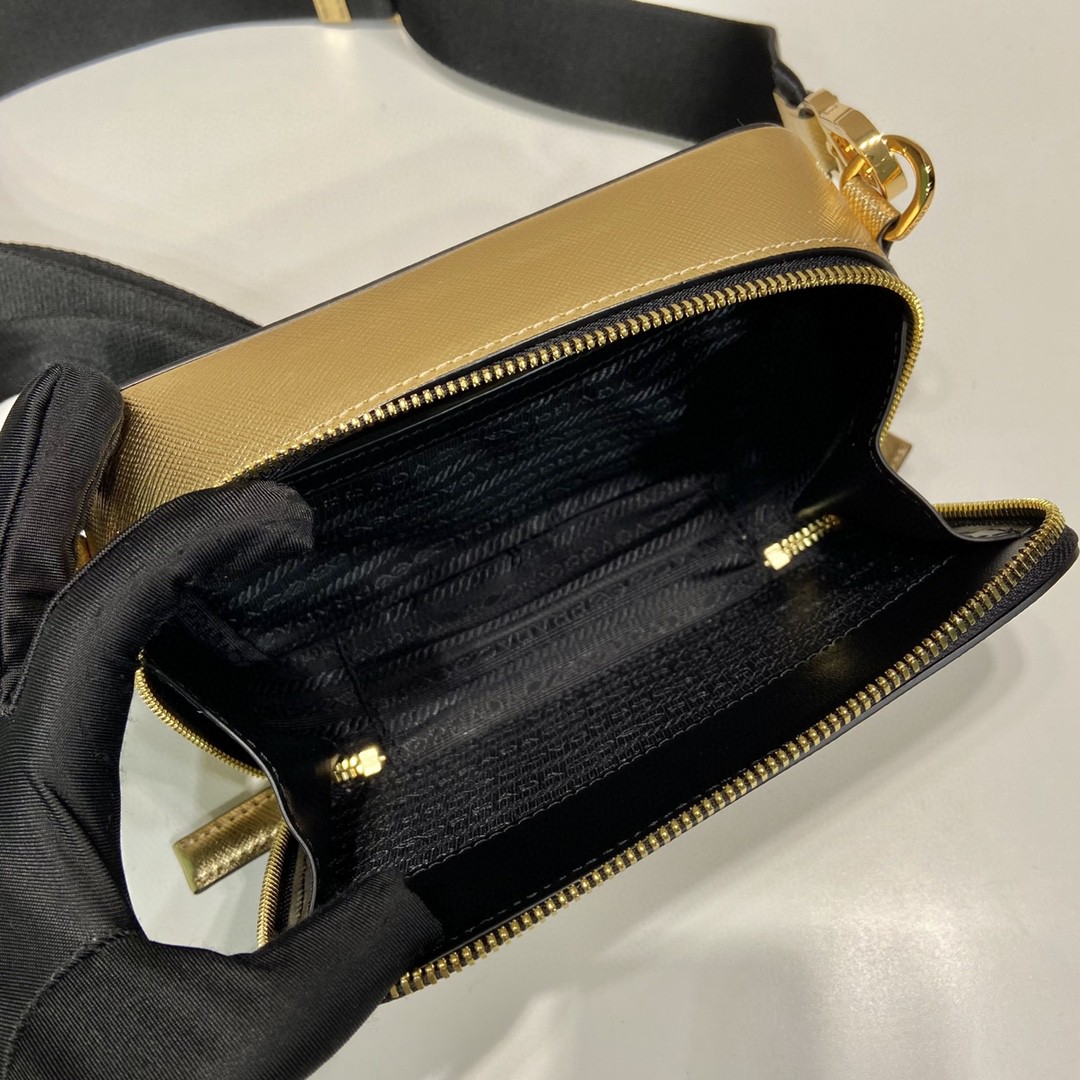 Prada Small Prada Brique Bag Gold Tone For Women 7.4 in / 19 cm