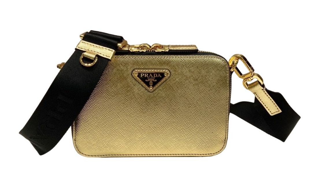 Prada Small Prada Brique Bag Gold Tone For Women 7.4 in / 19 cm