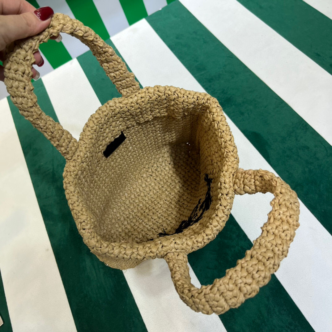 Prada Small Raffia Tote Bag In Pink/Beige For Women 9.4 in/24cm 1BG422_2A2T_F0E18_V_OOL