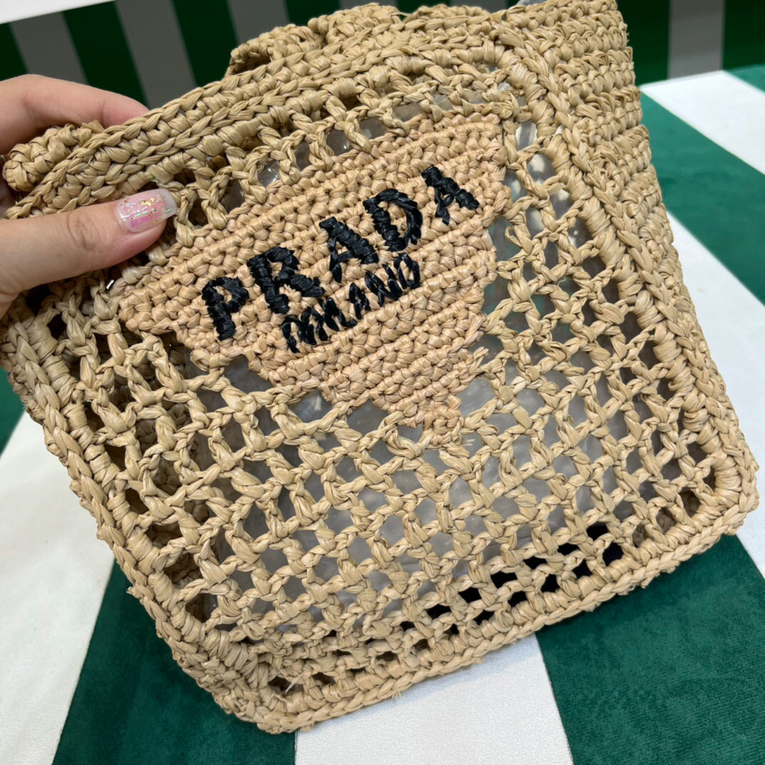 Prada Small Raffia Tote Beige For Women 22cm/ 8.7in 1BG444_2A2T_F0018_V_OOO