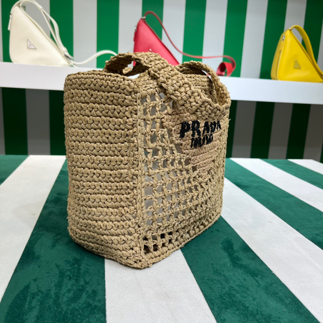 Prada Small Raffia Tote Beige For Women 22cm/ 8.7in 1BG444_2A2T_F0018_V_OOO