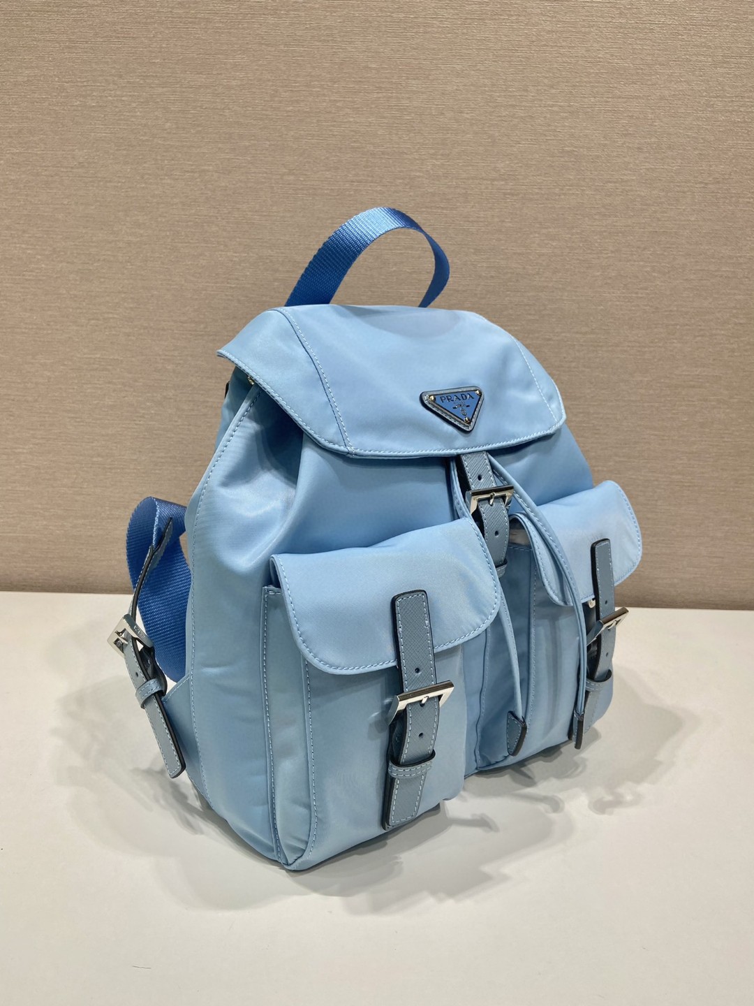 Prada Small Re-Nylon Backpack Blue For Women, Women’s Bags 11in/28cm 1BZ677_RV44_F0076_V_OOO