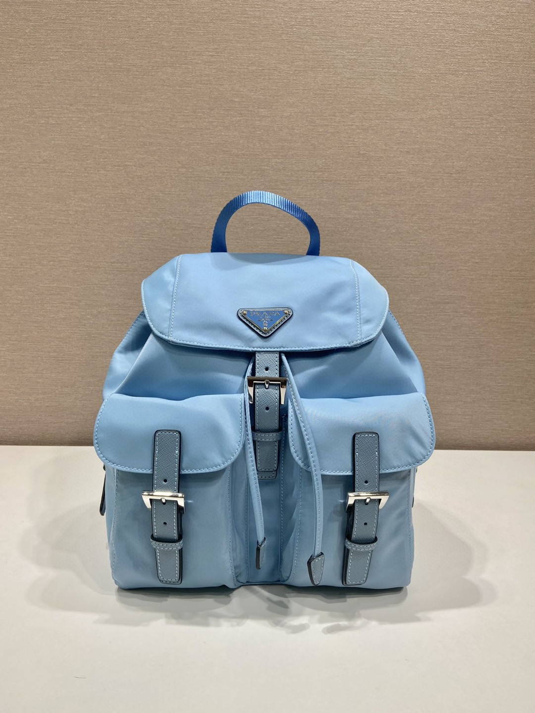Prada Small Re-Nylon Backpack Blue For Women, Women’s Bags 11in/28cm 1BZ677_RV44_F0076_V_OOO
