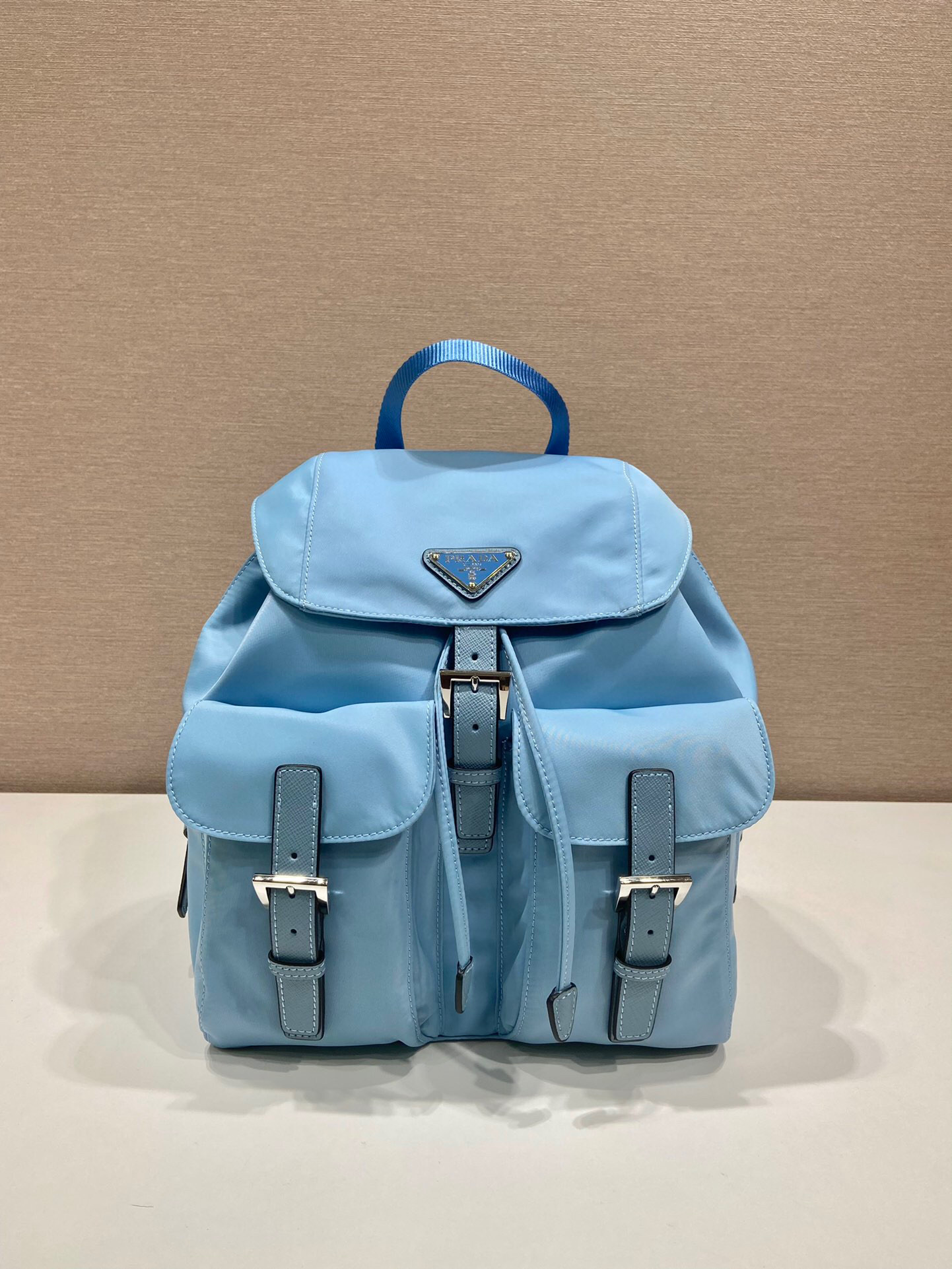 Prada Small Re-Nylon Backpack In Blue For Women 11in/ 28cm 1BZ677_RV44_F0076_V_OOO