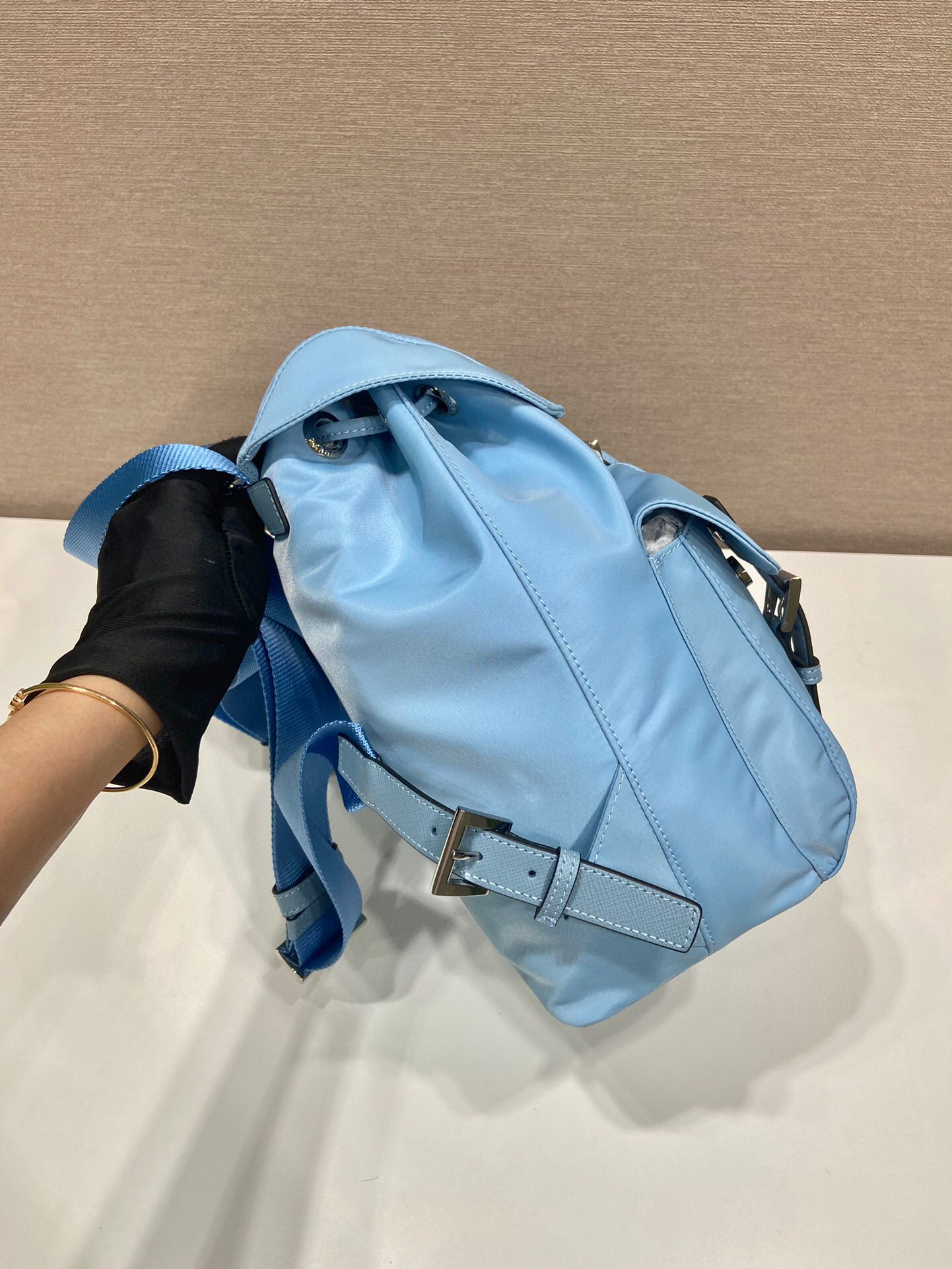 Prada Small Re-Nylon Backpack In Blue For Women 11in/ 28cm 1BZ677_RV44_F0076_V_OOO