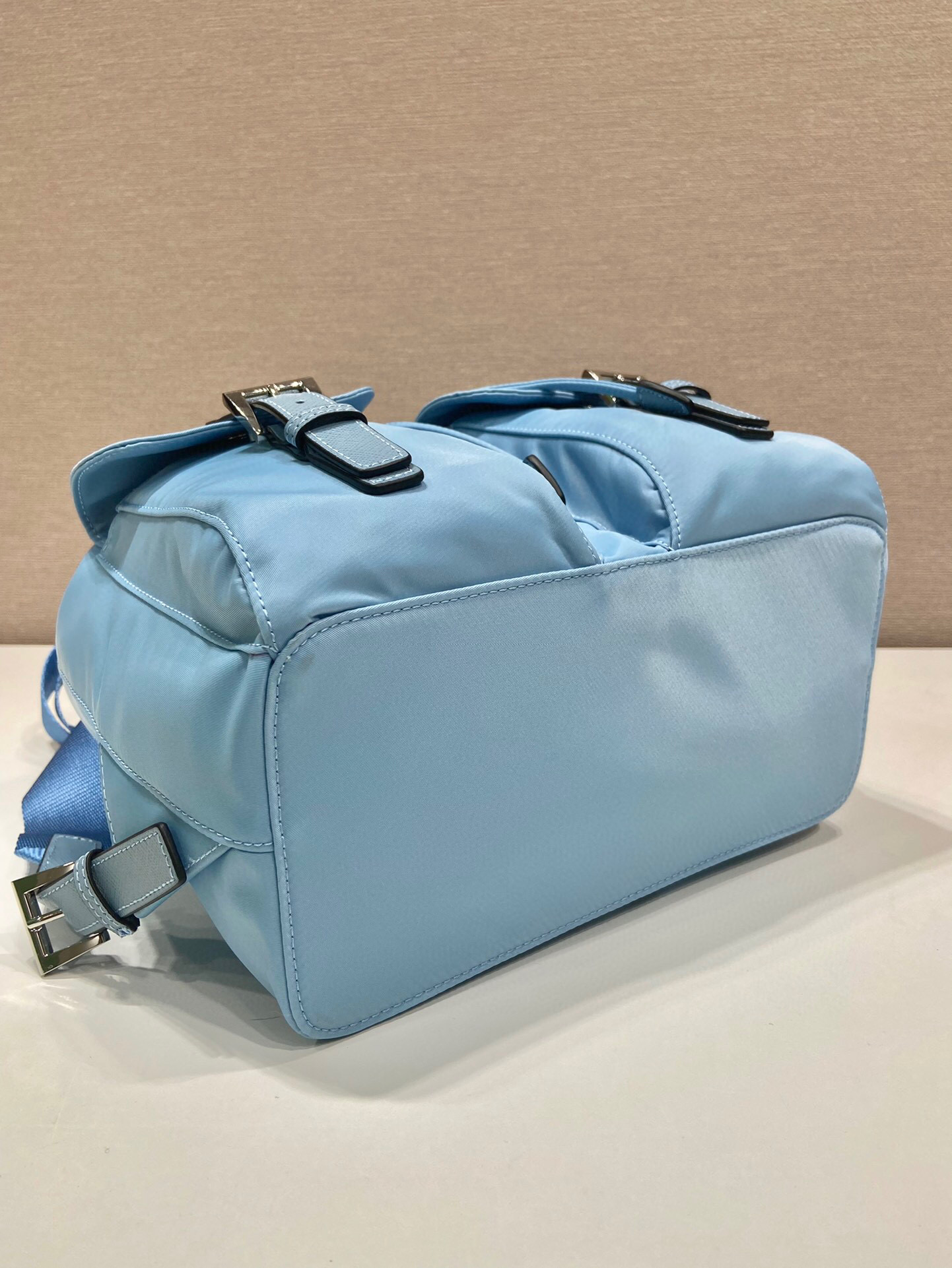 Prada Small Re-Nylon Backpack In Blue For Women 11in/ 28cm 1BZ677_RV44_F0076_V_OOO