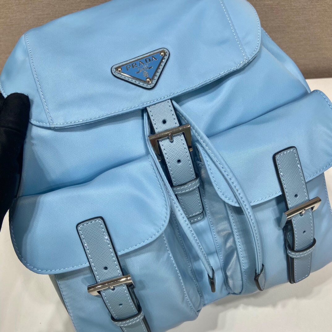 Prada Small Re-Nylon Backpack In Blue For Women 11in/ 28cm 1BZ677_RV44_F0076_V_OOO