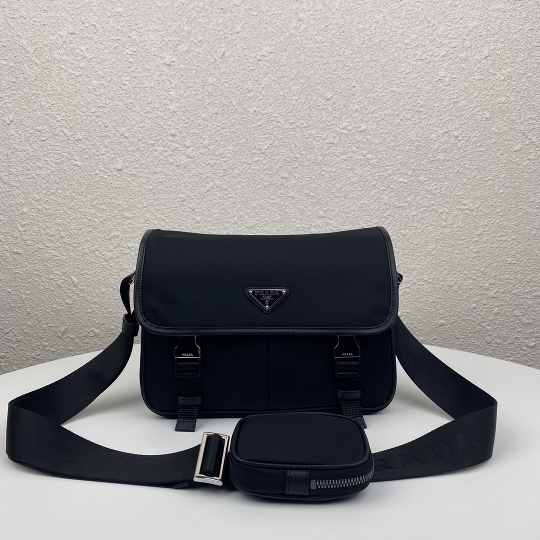 Prada Small Saffiano Shoulder Bag Black For Women 10.2 in / 26 cm