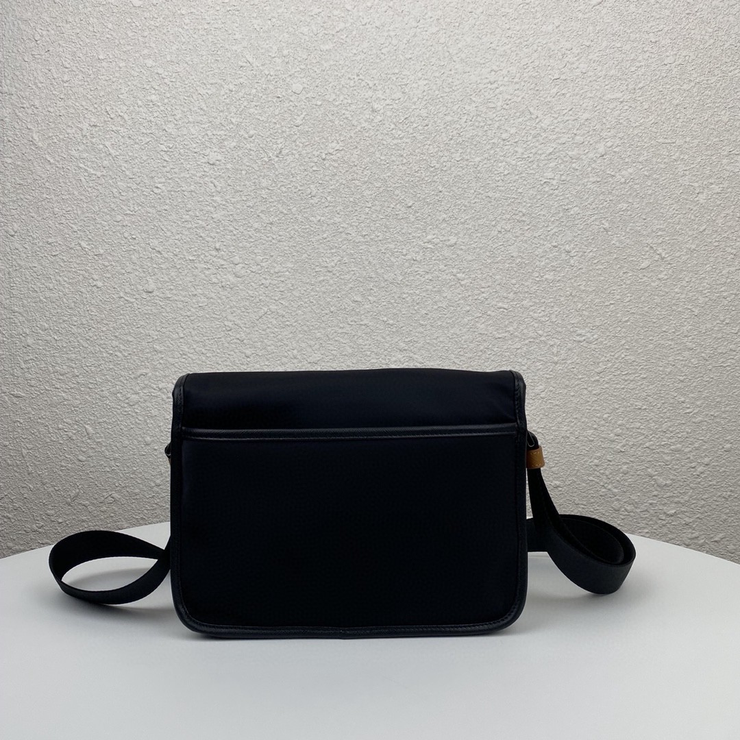 Prada Small Saffiano Shoulder Bag Grey and Black For Women 10.2 in / 26 cm