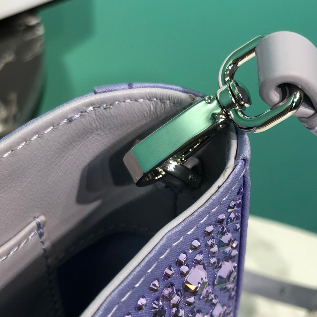 Prada Small Satin Tote Bag With Sparkling Stone In Purple For Women 6.9in/ 17.5cm