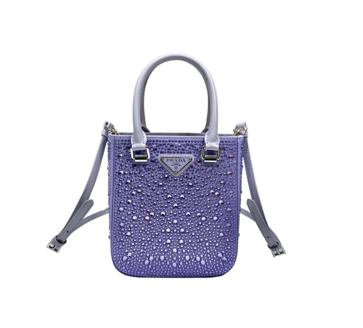 Prada Small Satin Tote Bag With Sparkling Stone In Purple For Women 6.9in/ 17.5cm