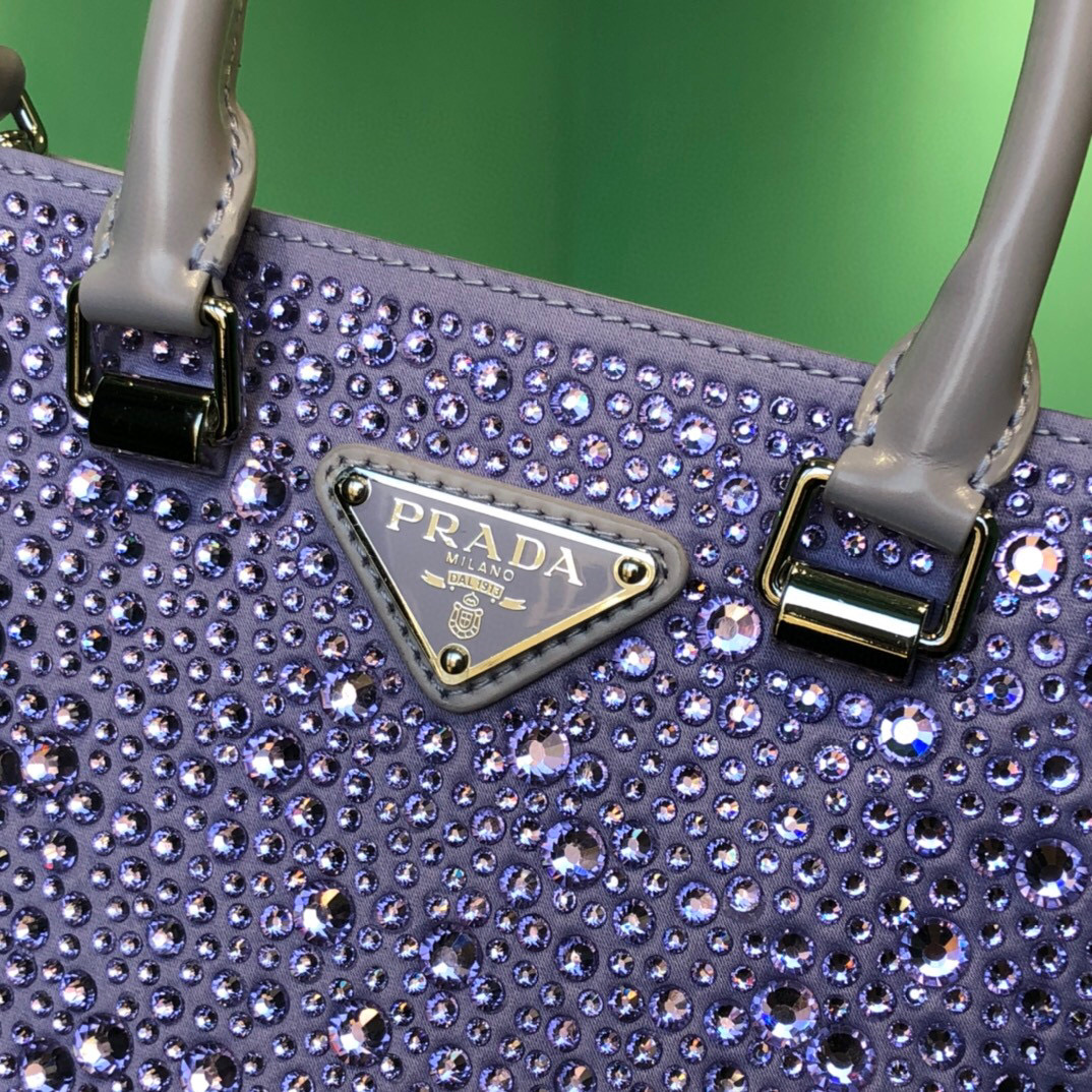 Prada Small Satin Tote Bag With Sparkling Stone In Purple For Women 6.9in/ 17.5cm