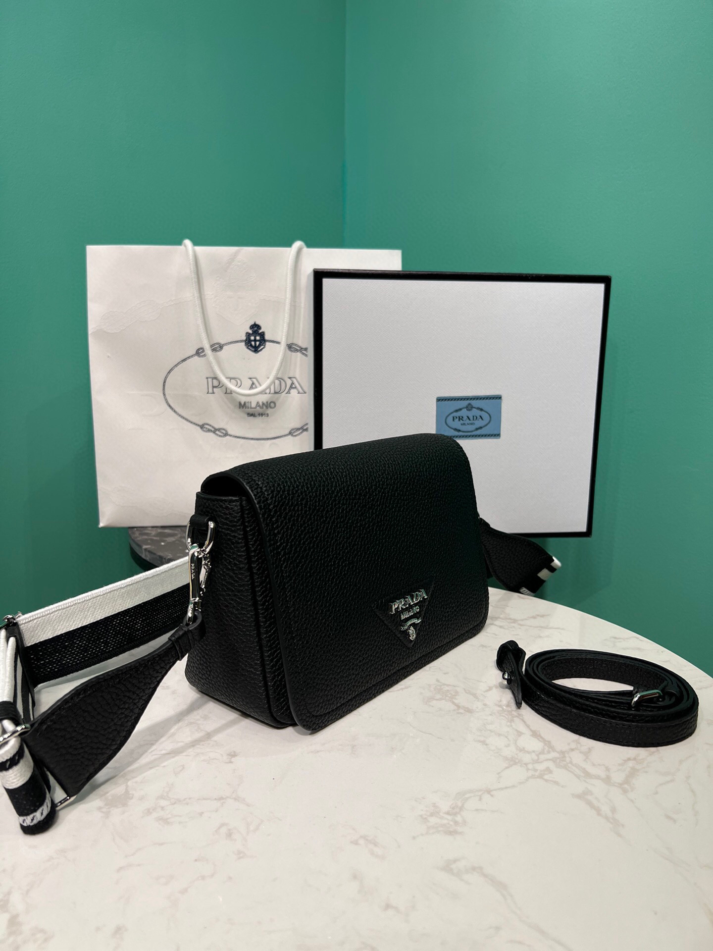 Prada Small Shoulder Bag In Black For Women 9in/ 23cm 1BD314_2DKV_F0002_V_3OO