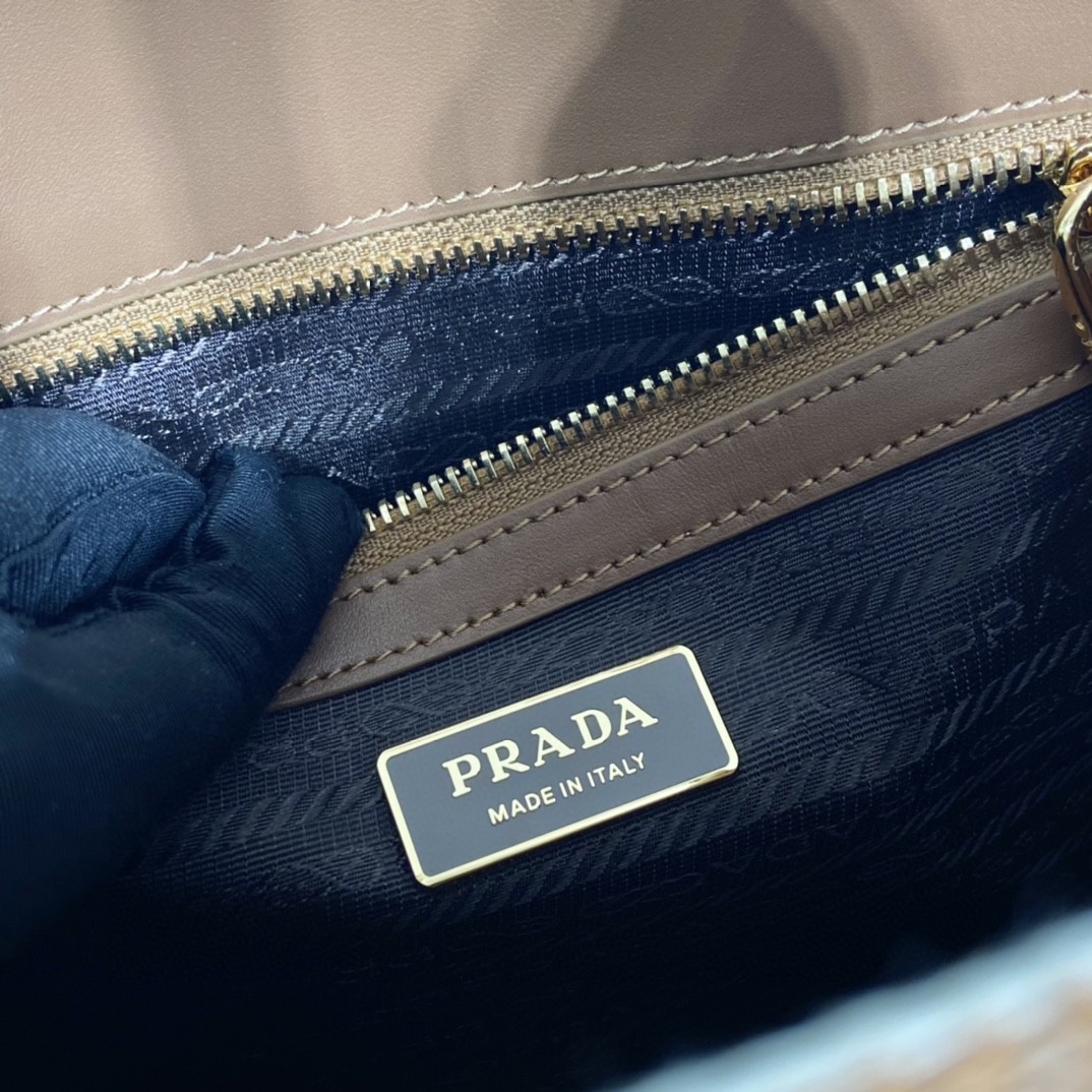 Prada Small Symbole Jacquard Fabric Handbag Brown/White For Women, Women’s Bags 11in/28cm 1BA354_2FKL_F0I0U_V_OOO