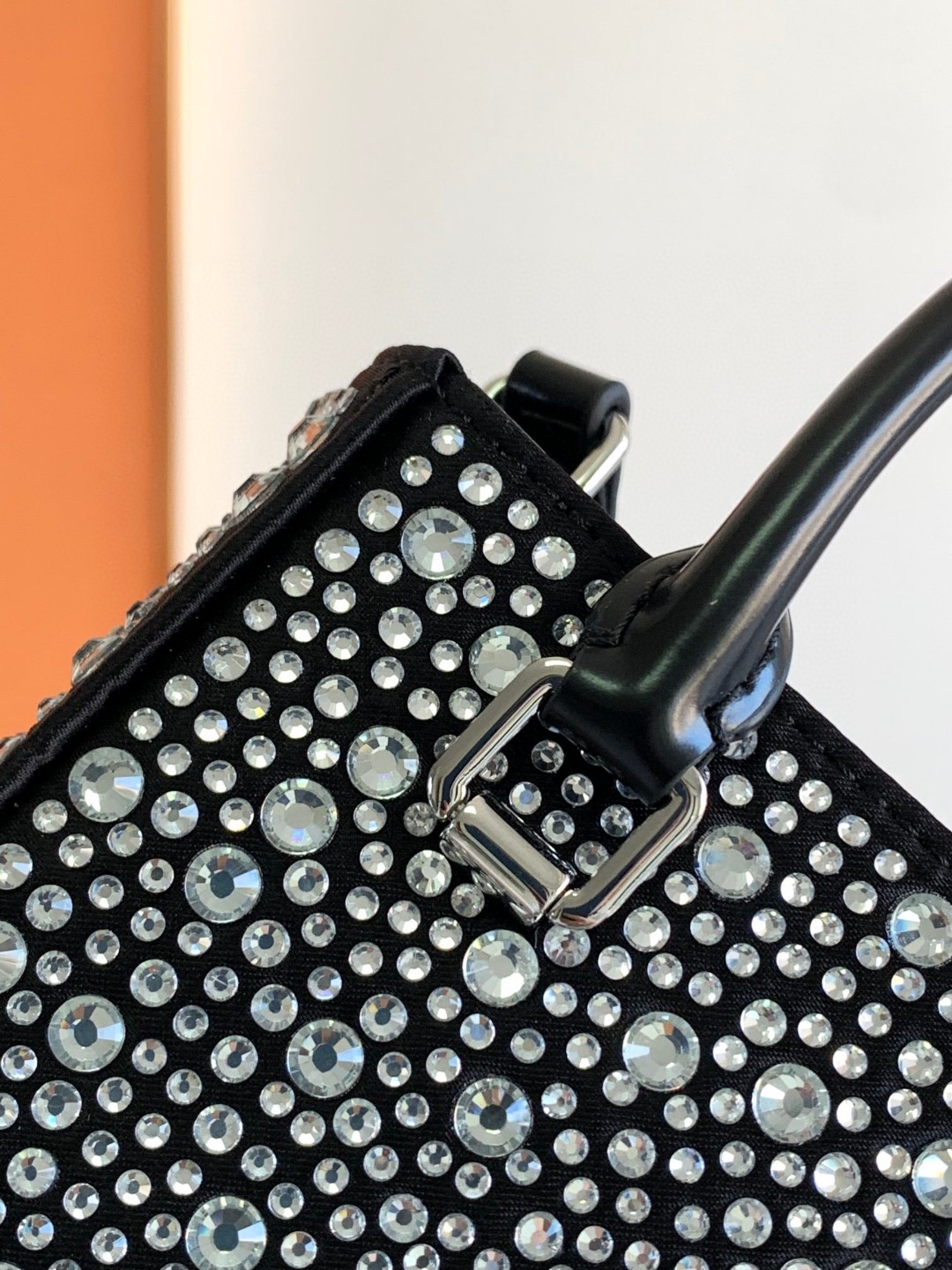 Prada Small Tote Bag With Crystals Sliver Tone For Women 5.9 in / 15 cm