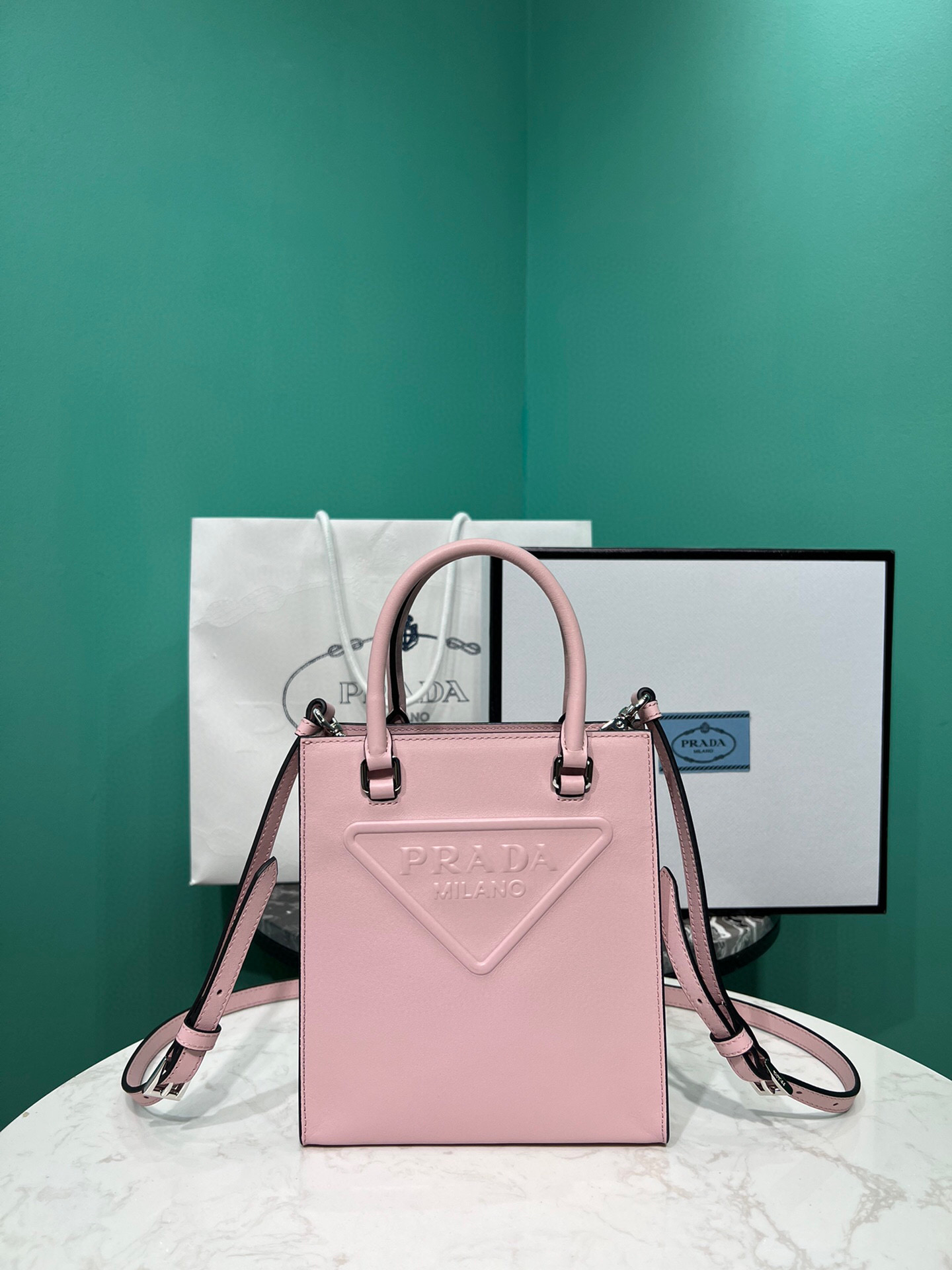 Prada Small Tote In Pink For Women 7.5in/ 19cm