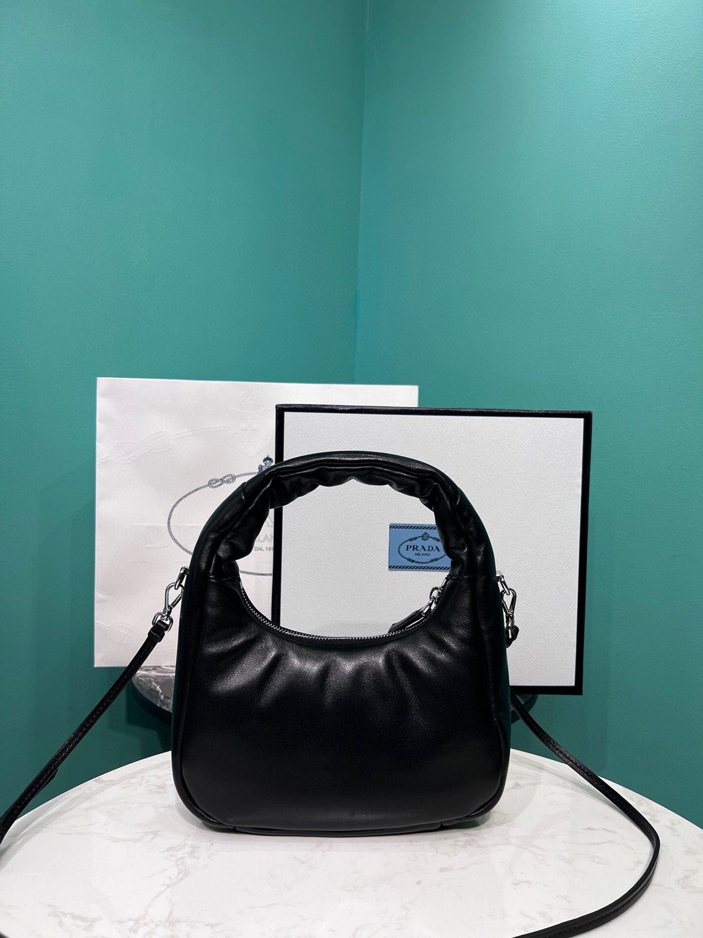 Prada Soft Padded Nappa Mini-Bag In Black For Women 8.2 in/ 21cm 1BA384_2DYI_F0002_V_OVM