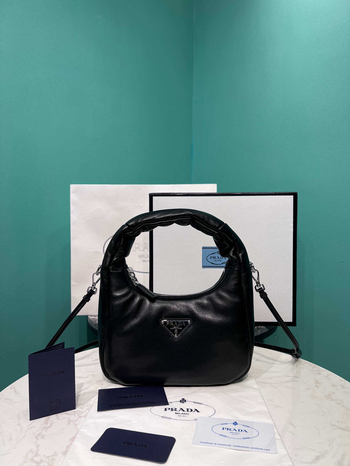 Prada Soft Padded Nappa Mini-Bag In Black For Women 8.2 in/ 21cm 1BA384_2DYI_F0002_V_OVM
