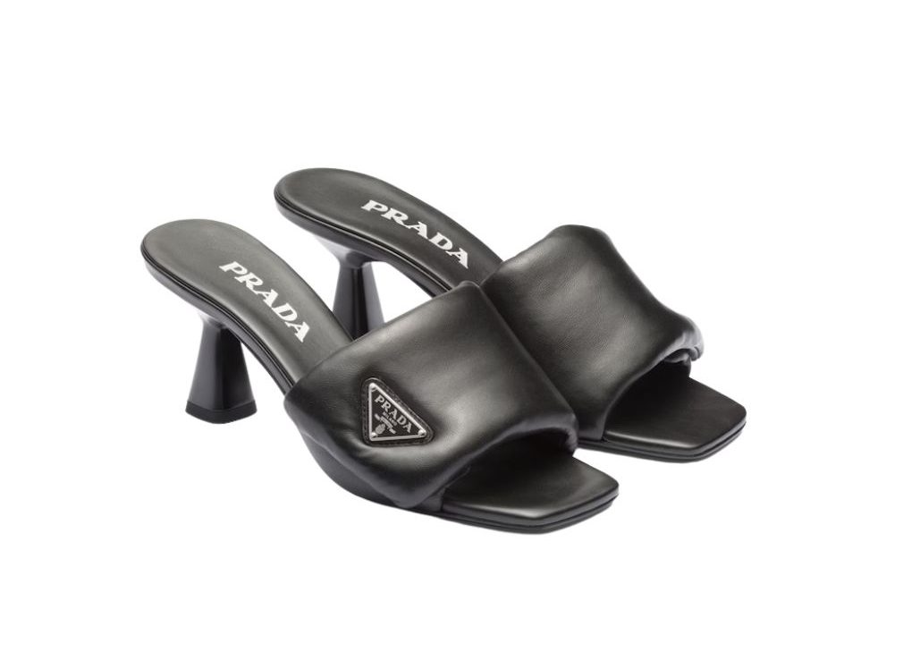Prada Soft Padded Nappa Sandals Black For Women 2.6 in/ 6.5cm 1XX654_2DL8_F0002_F_065