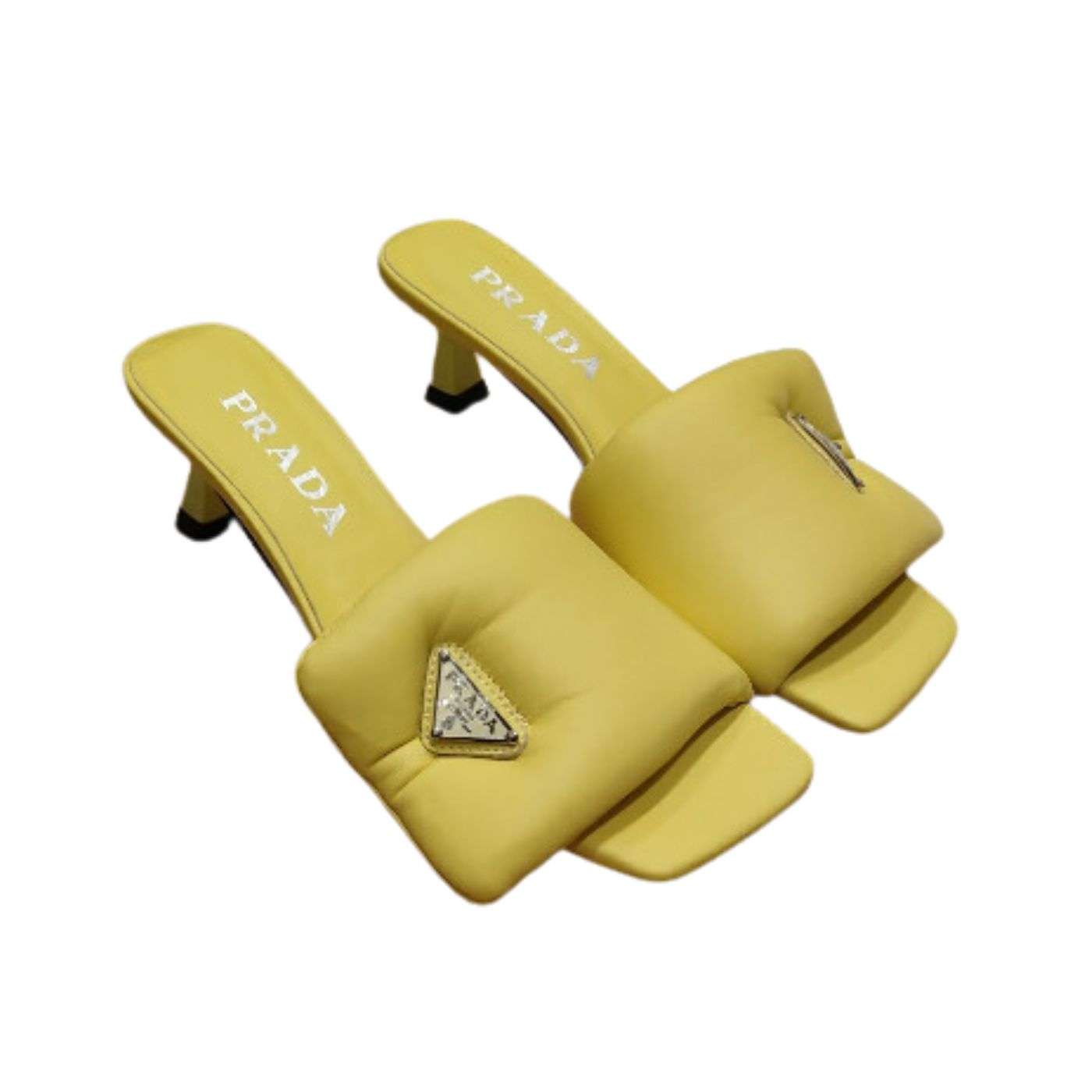 Prada Soft Padded Nappa Slides Yellow For Women