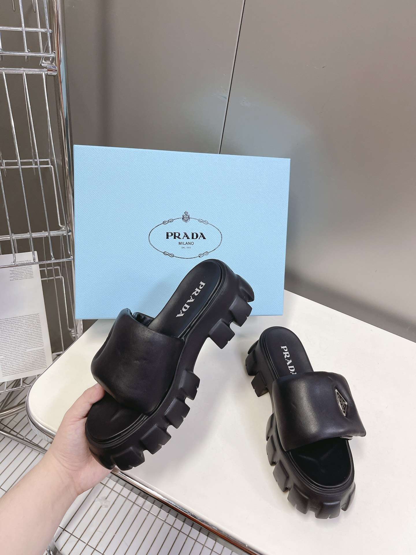 Prada Soft Padded Slides Black For Women