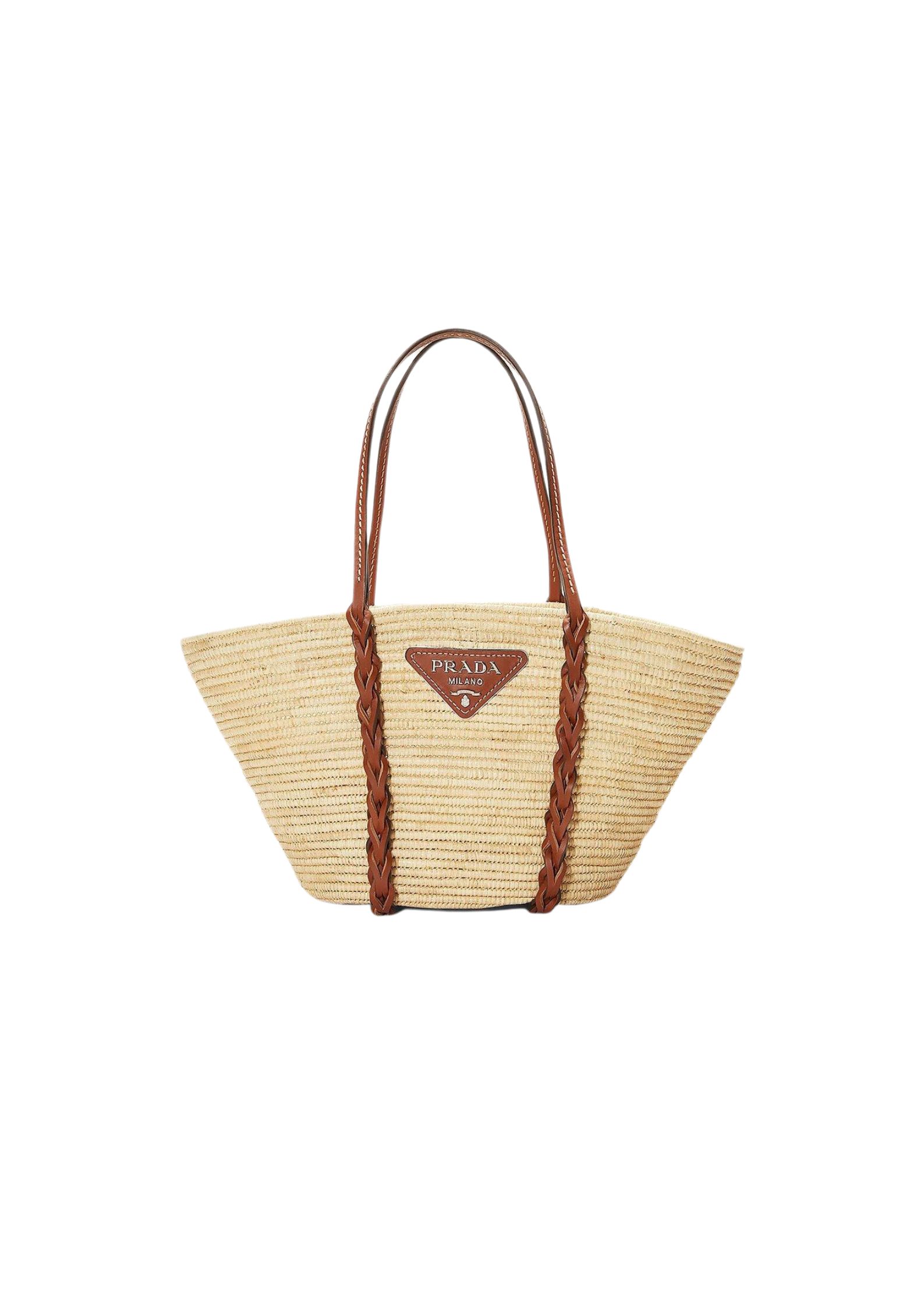 Prada Straw And Shoulder Tote Bag In Beige For Women 9.8 in/25cm