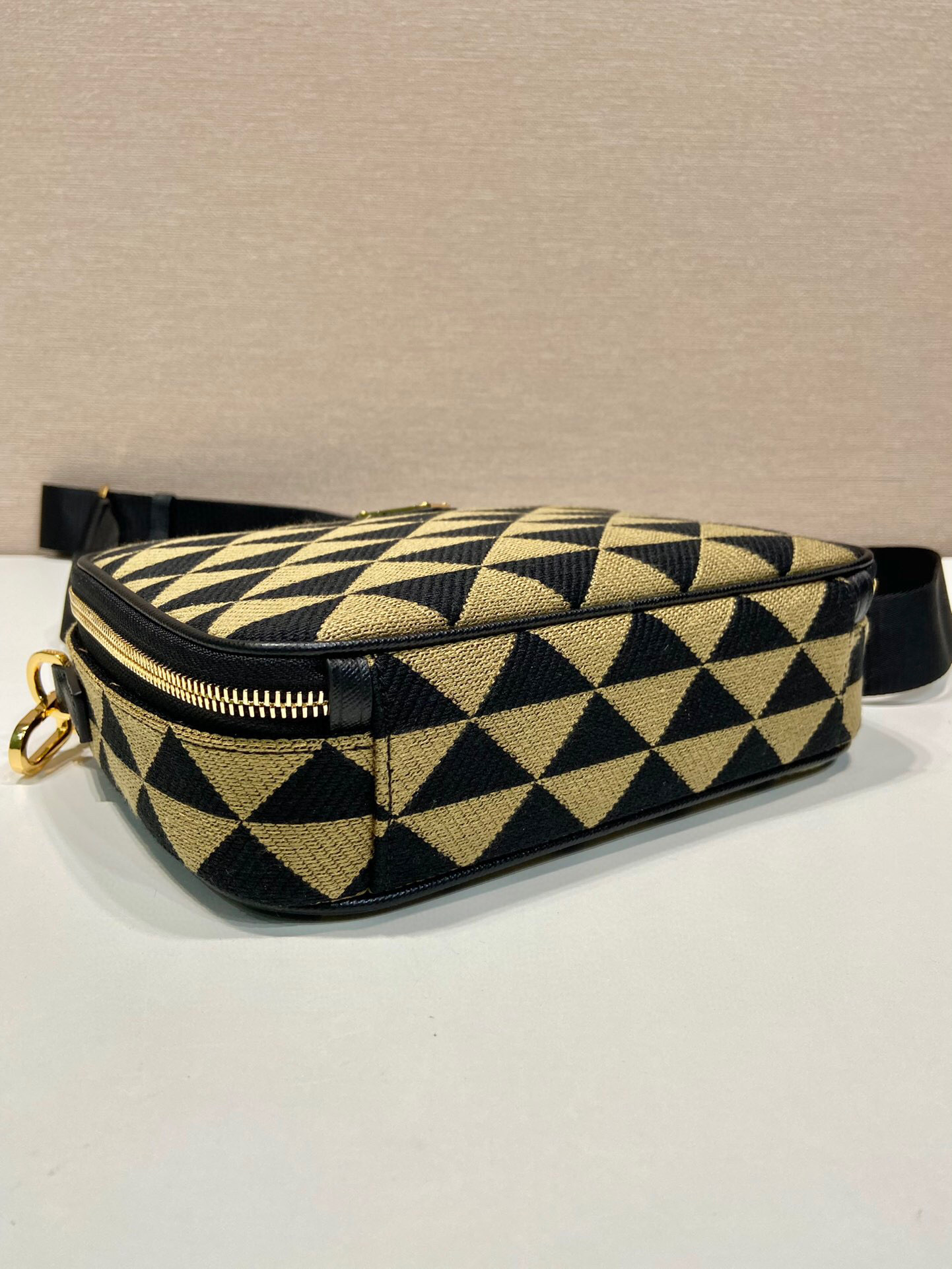 Prada Symbole Embroidered Fabric Bag In Beige For Women 8.6 in/ 22 cm 2VH069_2FKL_F0Y30_V_MOF